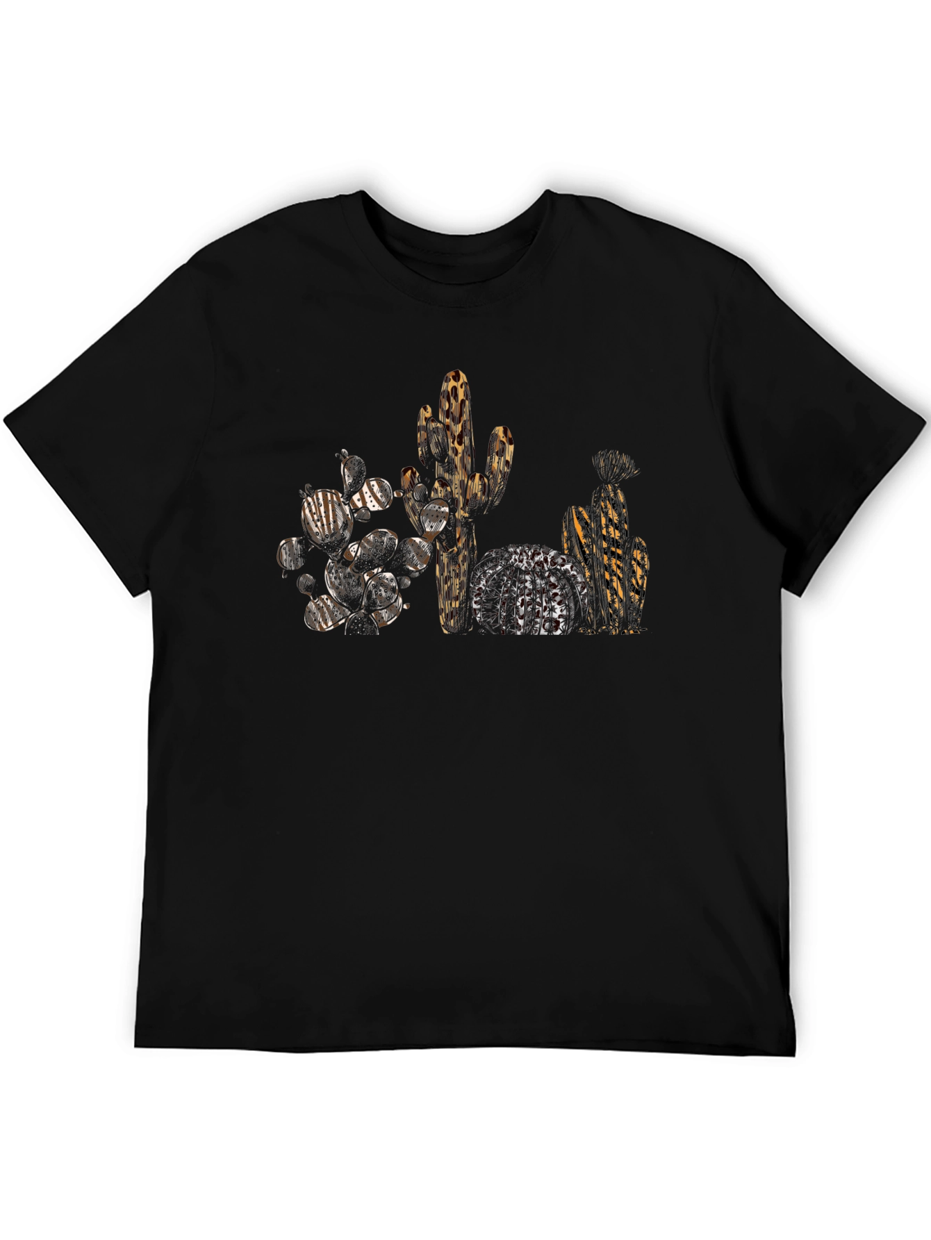 Cactus Leopard Print Black T-Shirt