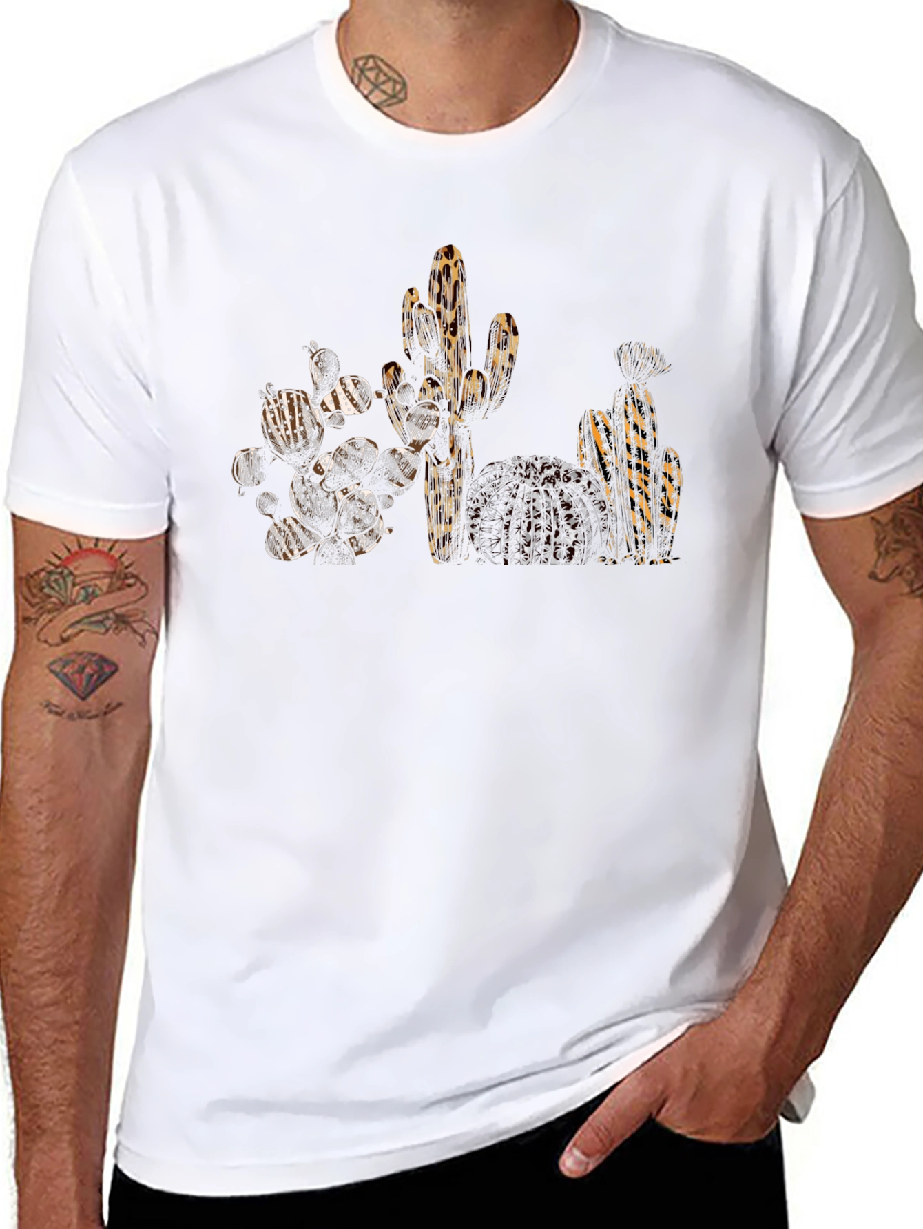Cactus Leopard Print Black T-Shirt
