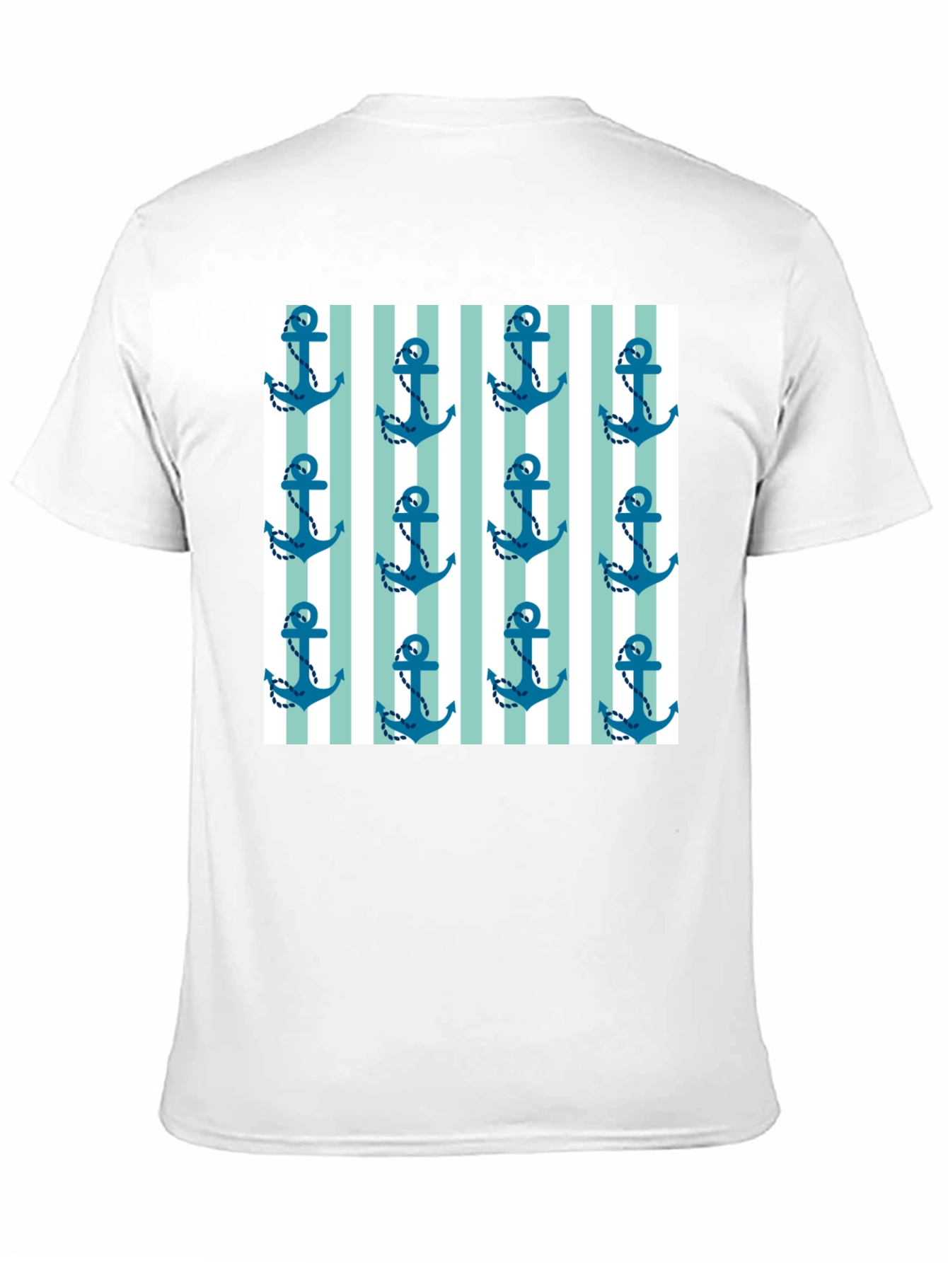 Nautical Anchor Striped Pattern Black Tee