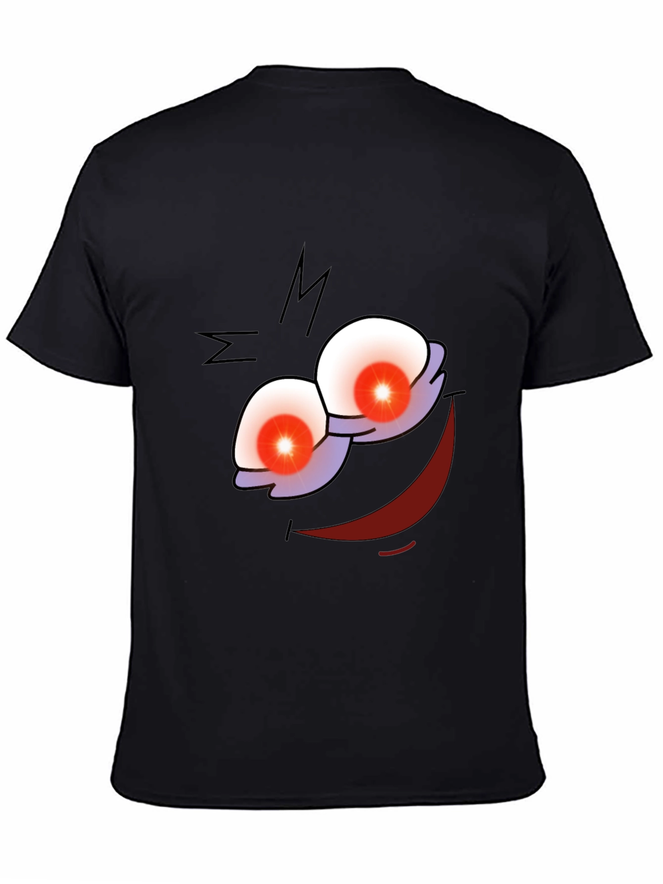 Mens Graphic Print Black T-Shirt - Cartoon Face
