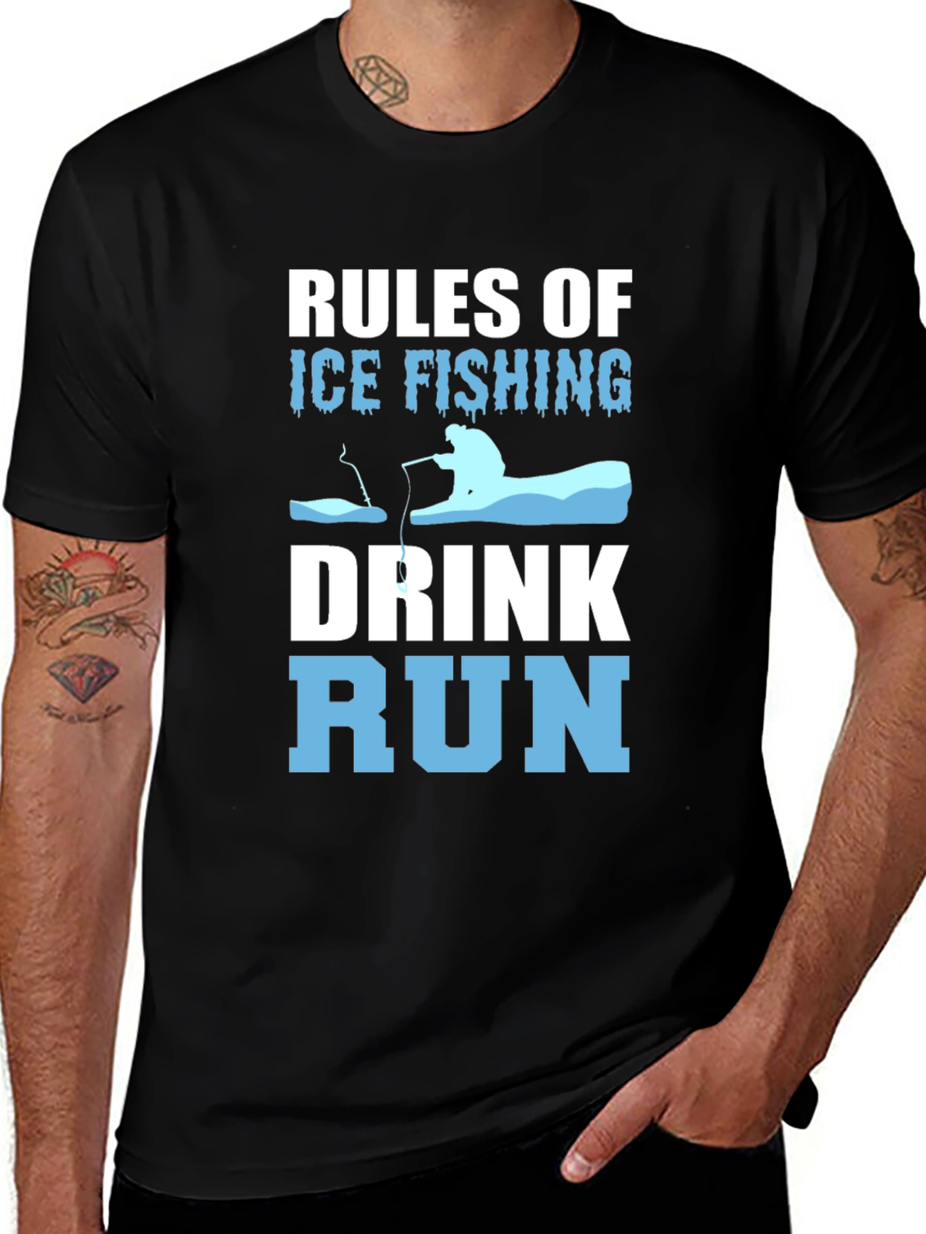 Ice Fishing Rules Mens Graphic Tee