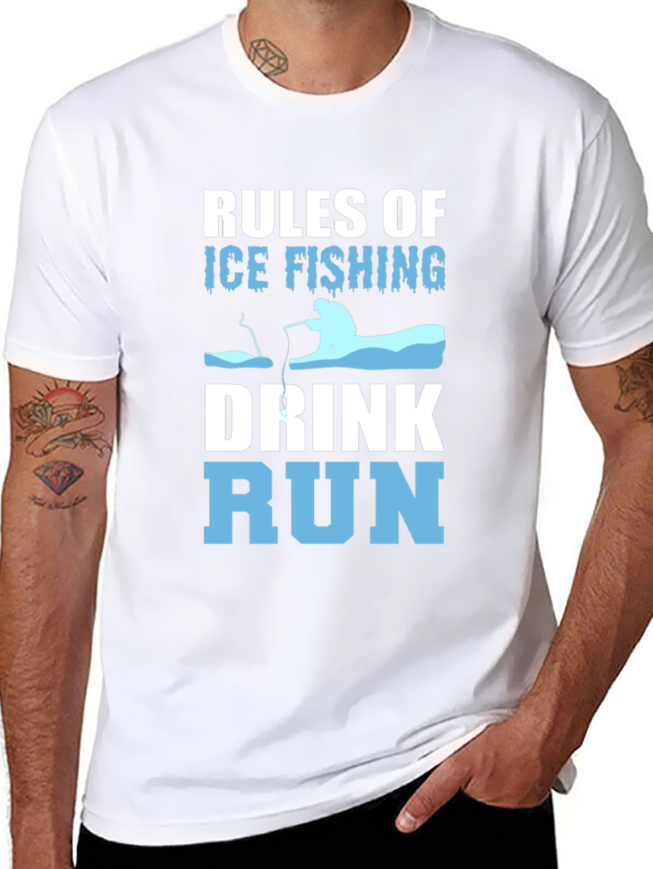 Ice Fishing Rules Mens Graphic Tee
