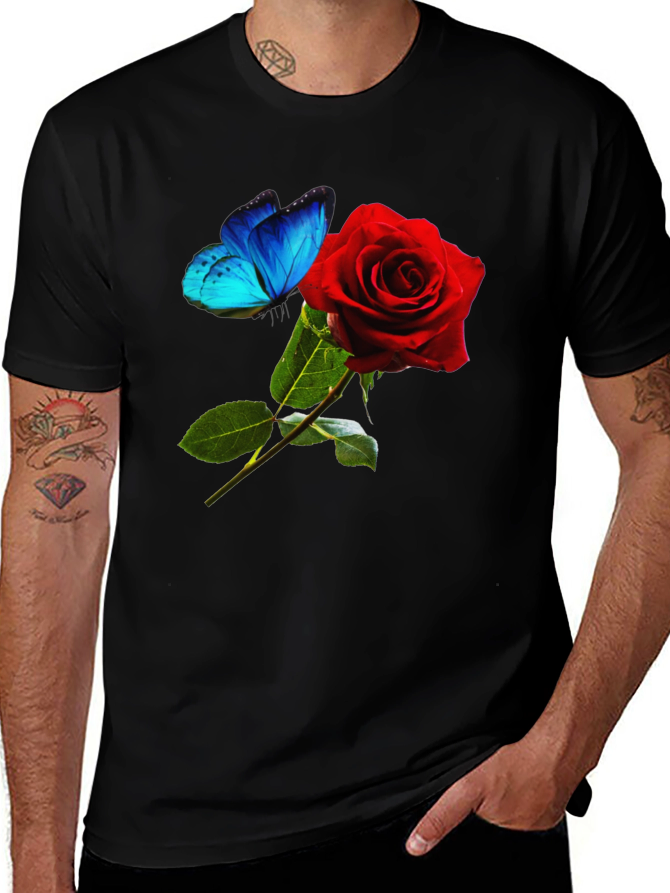 Rose & Butterfly Graphic T-Shirt