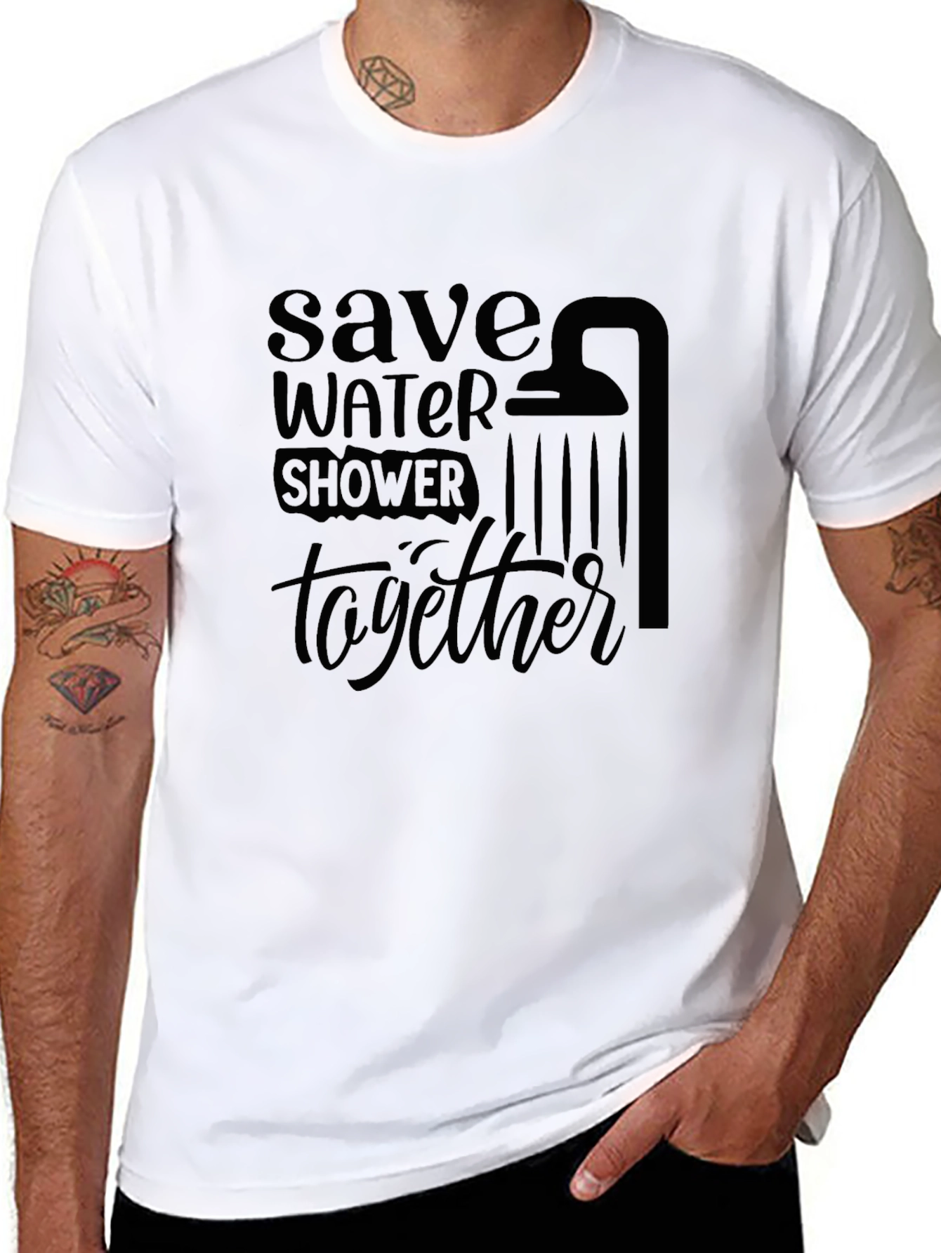 Save Water Shower Together Black T-Shirt