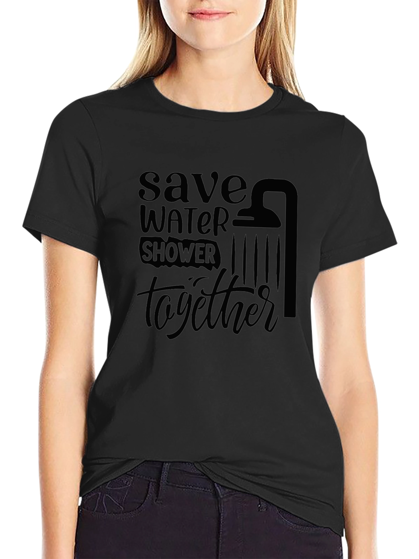 Save Water Shower Together Black T-Shirt