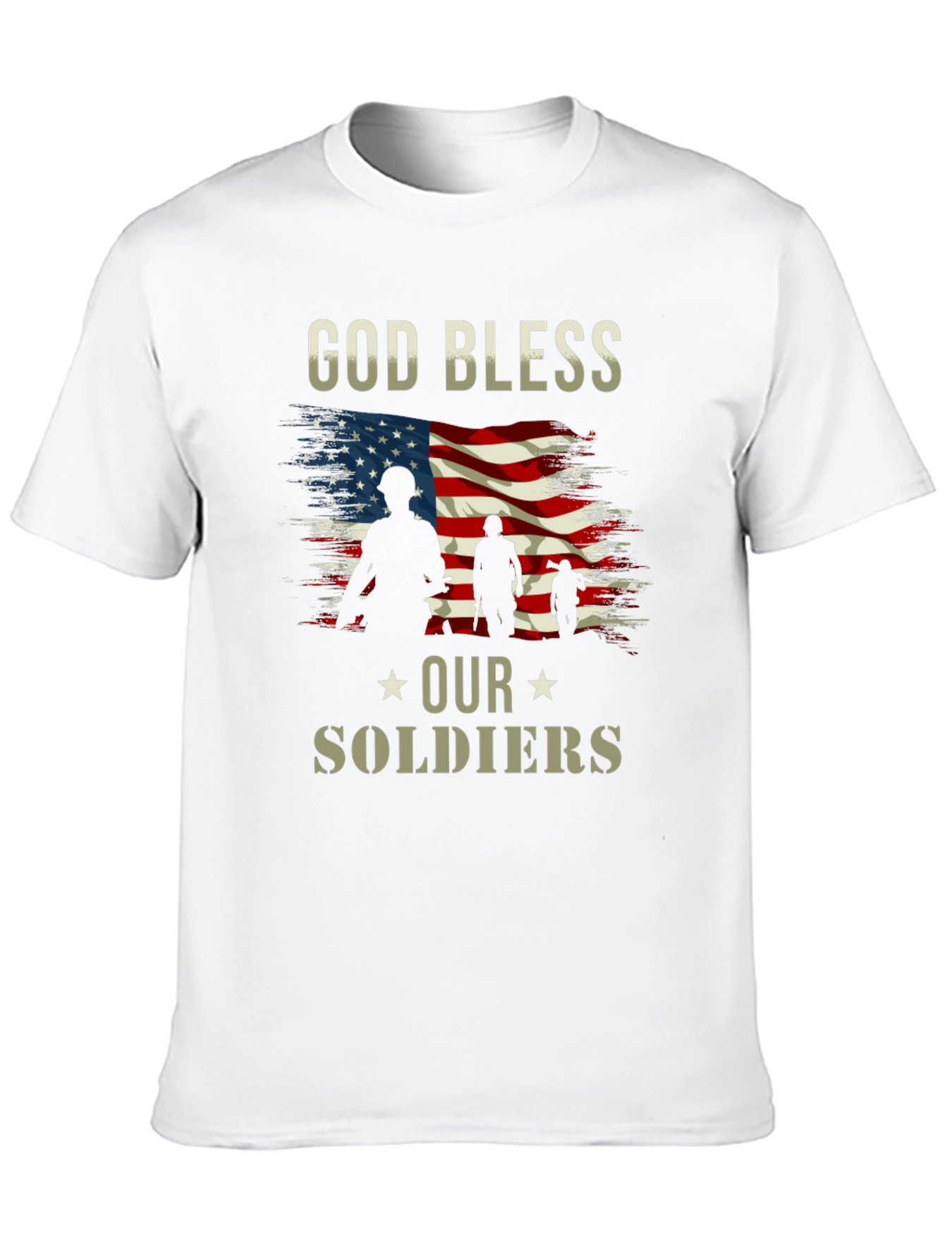 God Bless Our Soldiers American Flag T-Shirt