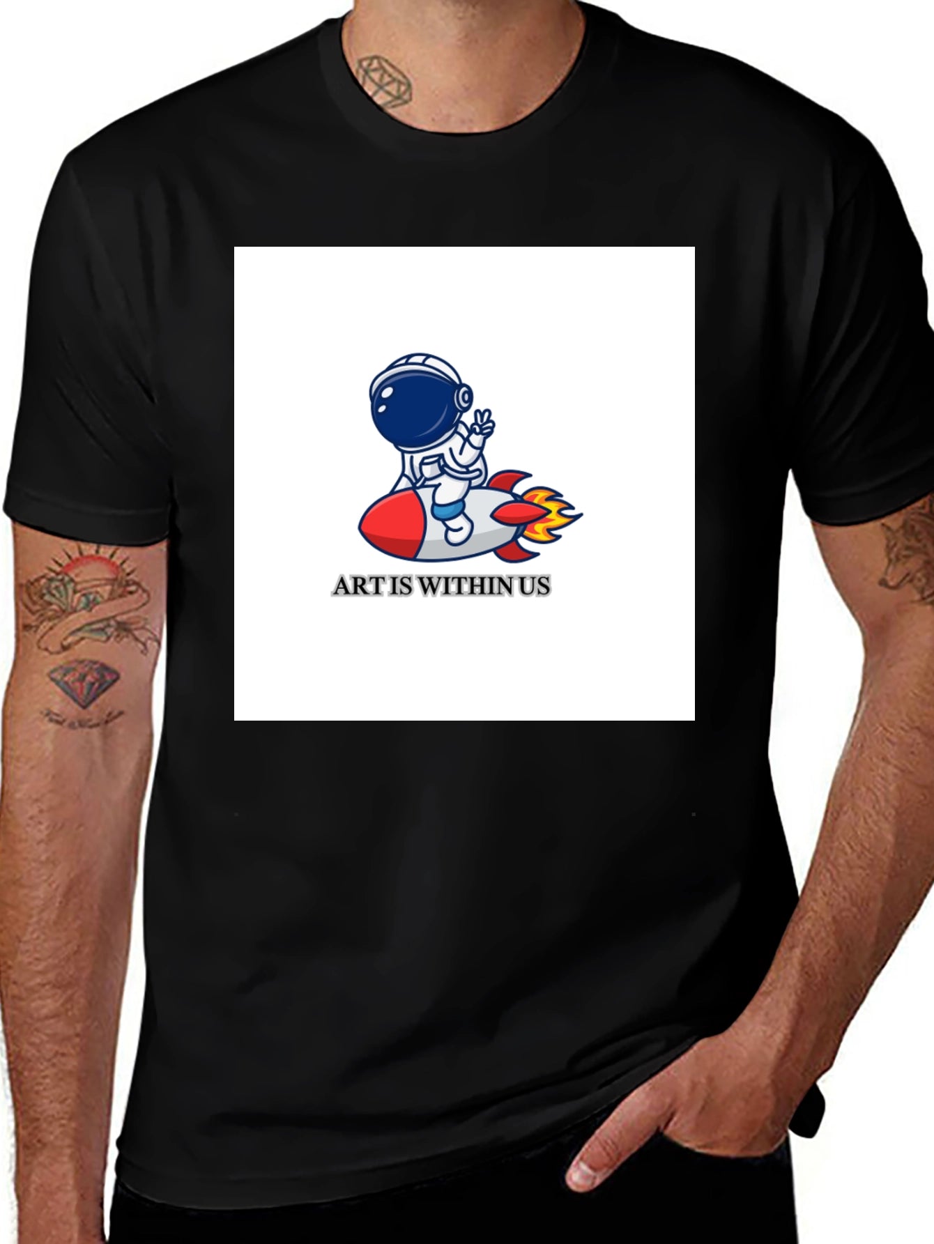 Art Within Us Astronaut Rocket Graphic Tee