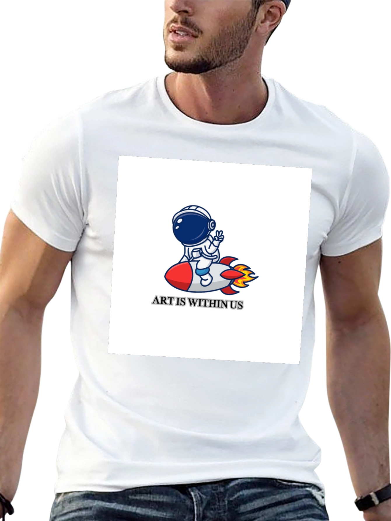 Art Within Us Astronaut Rocket Graphic Tee
