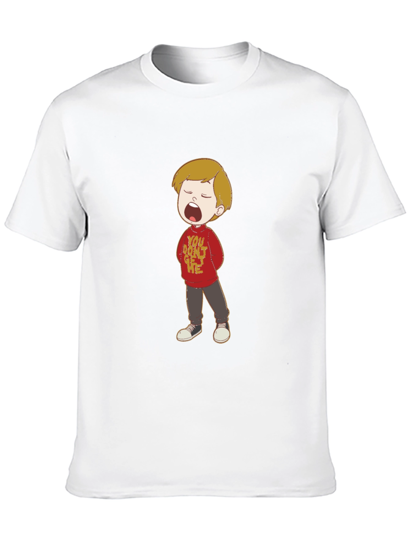 Cartoon Boy Graphic Tee - Soft Cotton Blend