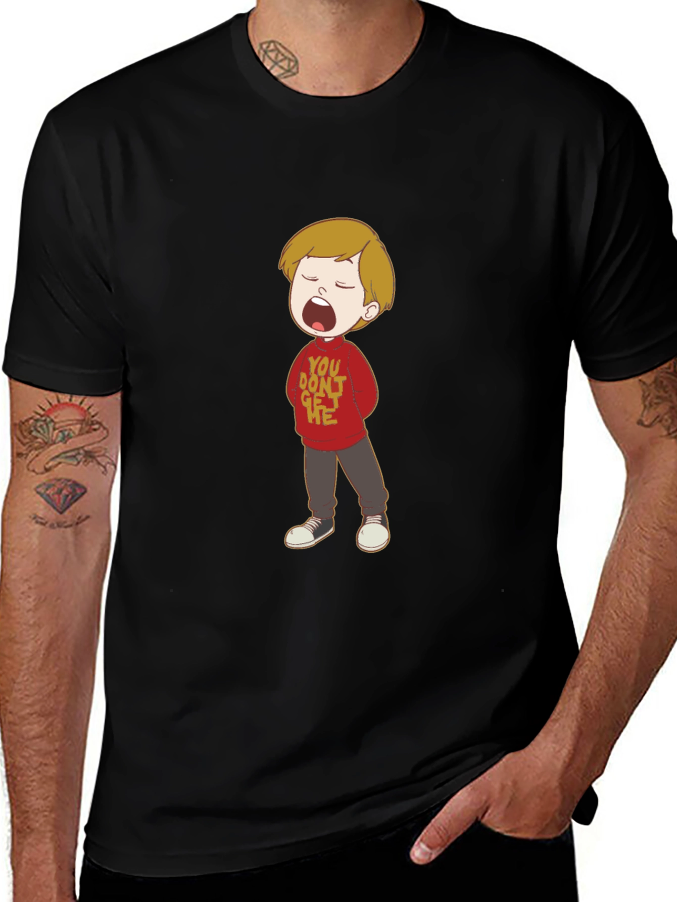 Cartoon Boy Graphic Tee - Soft Cotton Blend