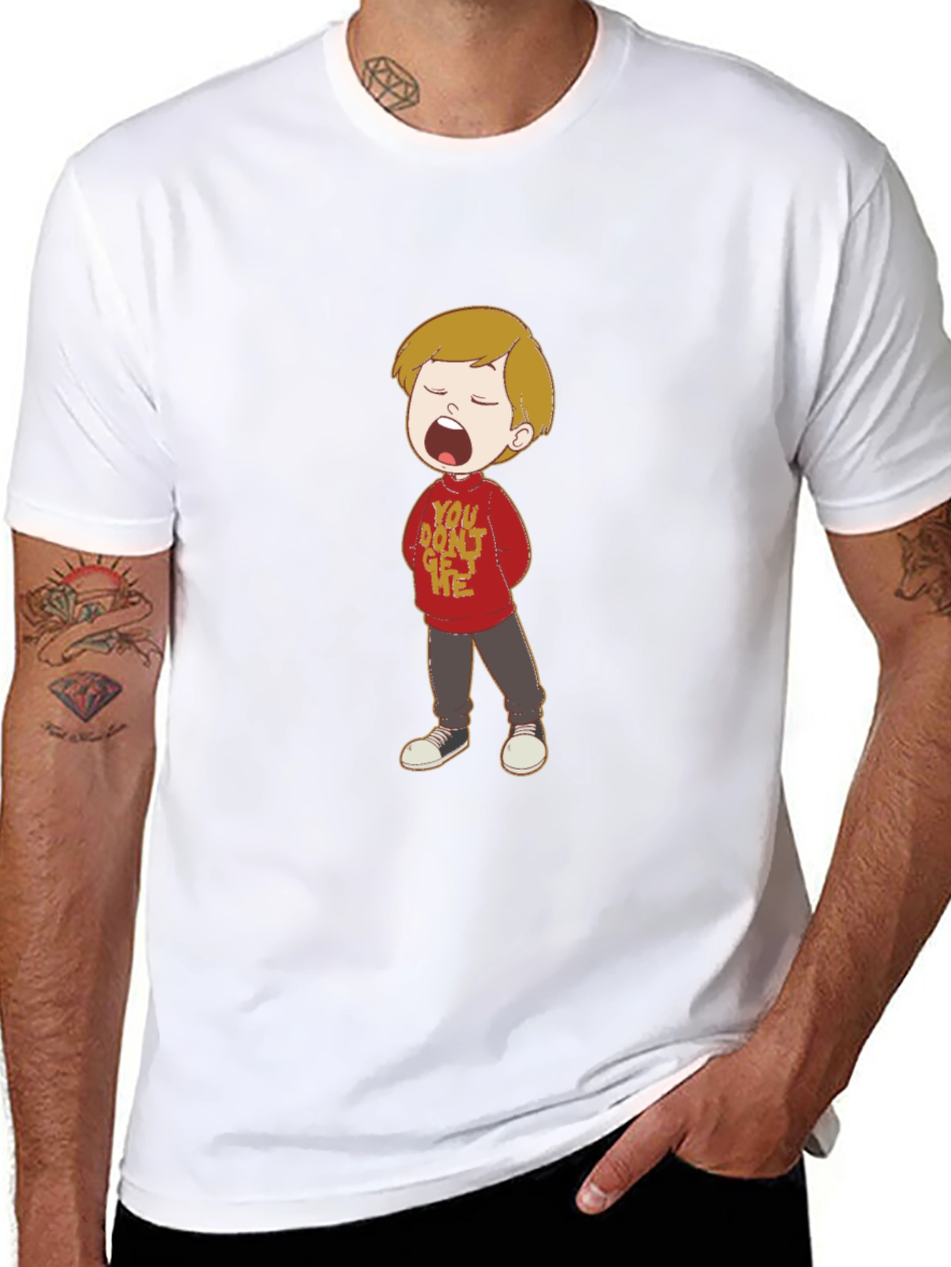 Cartoon Boy Graphic Tee - Soft Cotton Blend