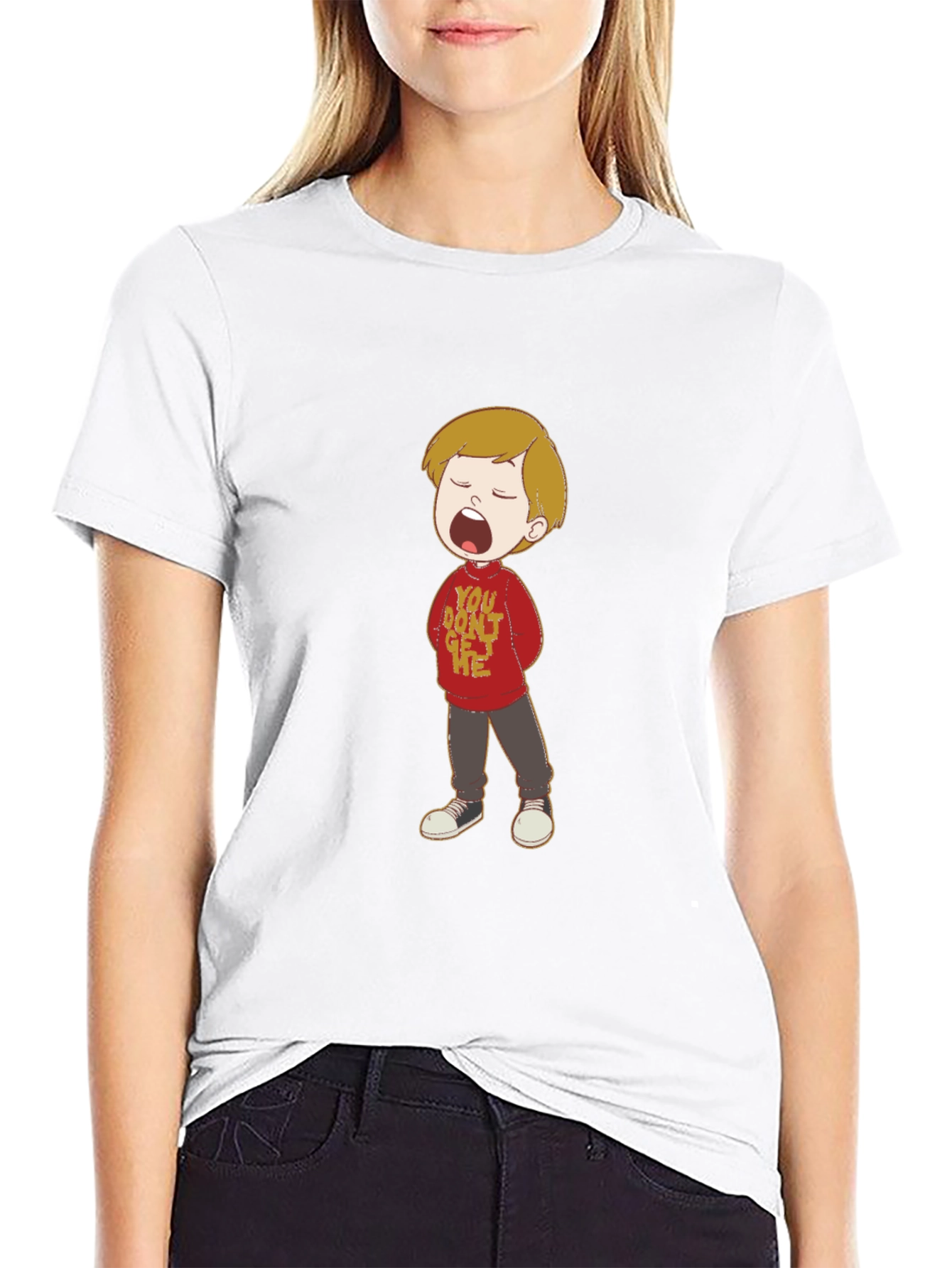 Cartoon Boy Graphic Tee - Soft Cotton Blend