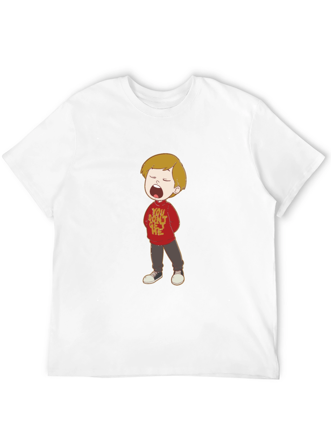 Cartoon Boy Graphic Tee - Soft Cotton Blend