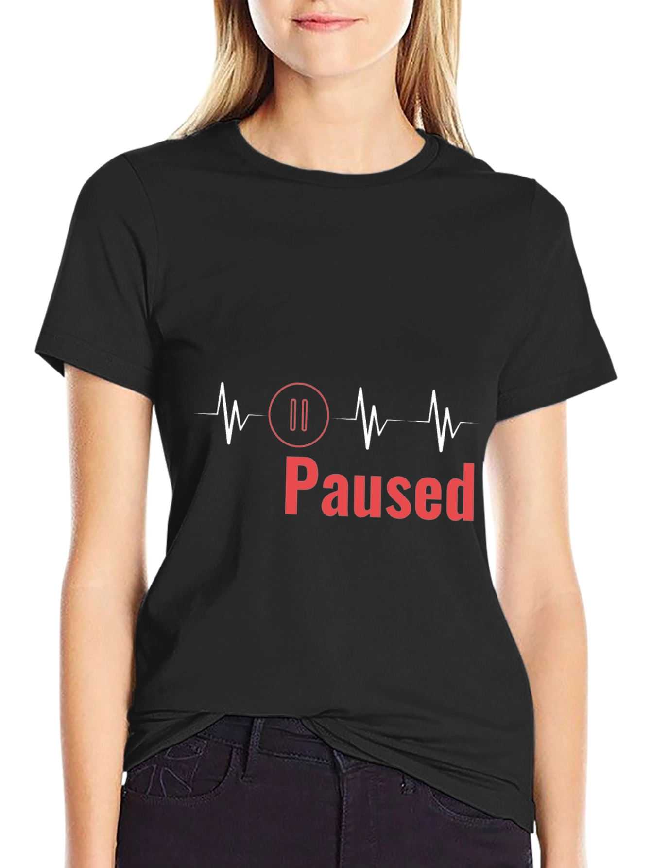Paused ECG T-Shirt - Mens Black Graphic Tee