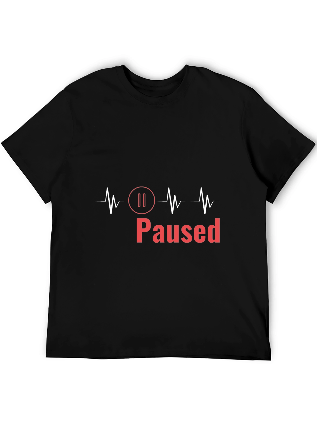 Paused ECG T-Shirt - Mens Black Graphic Tee