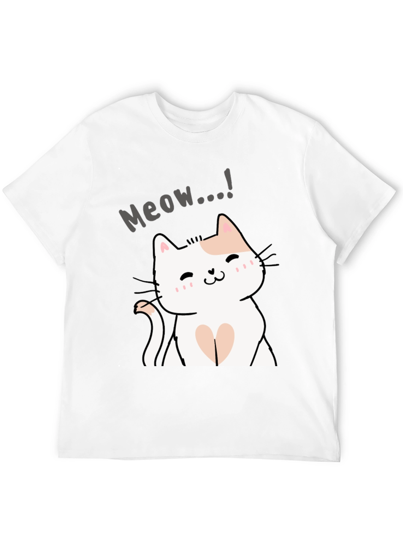 Cute Meow Cat Graphic Black T-Shirt