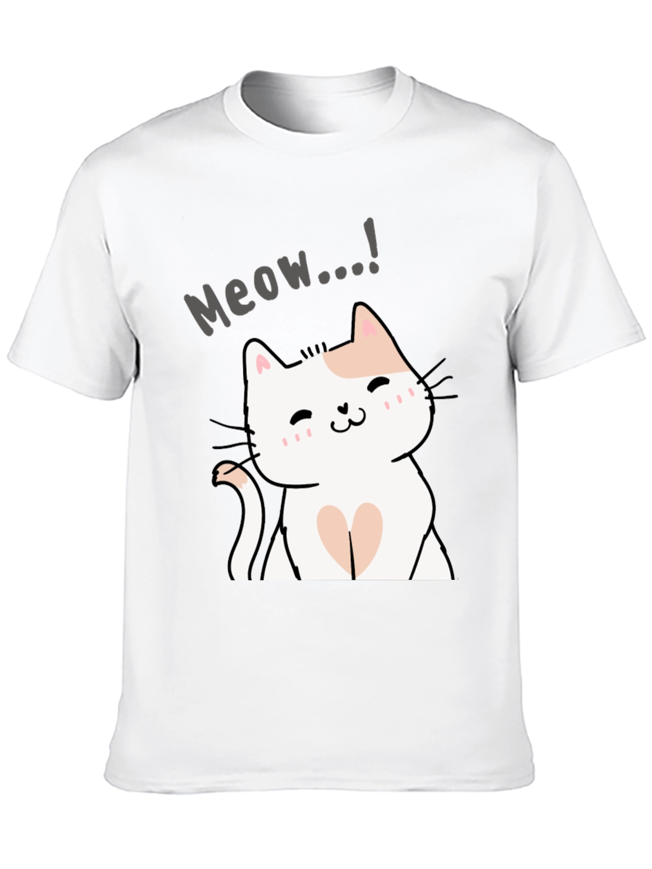 Cute Meow Cat Graphic Black T-Shirt