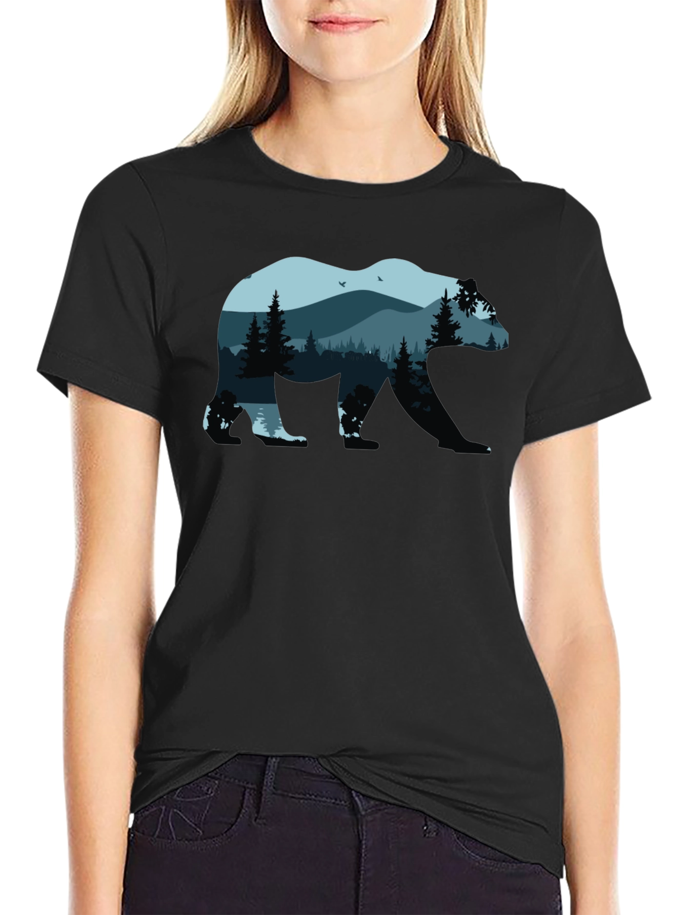 Nature Bear Graphic T-Shirt - Black
