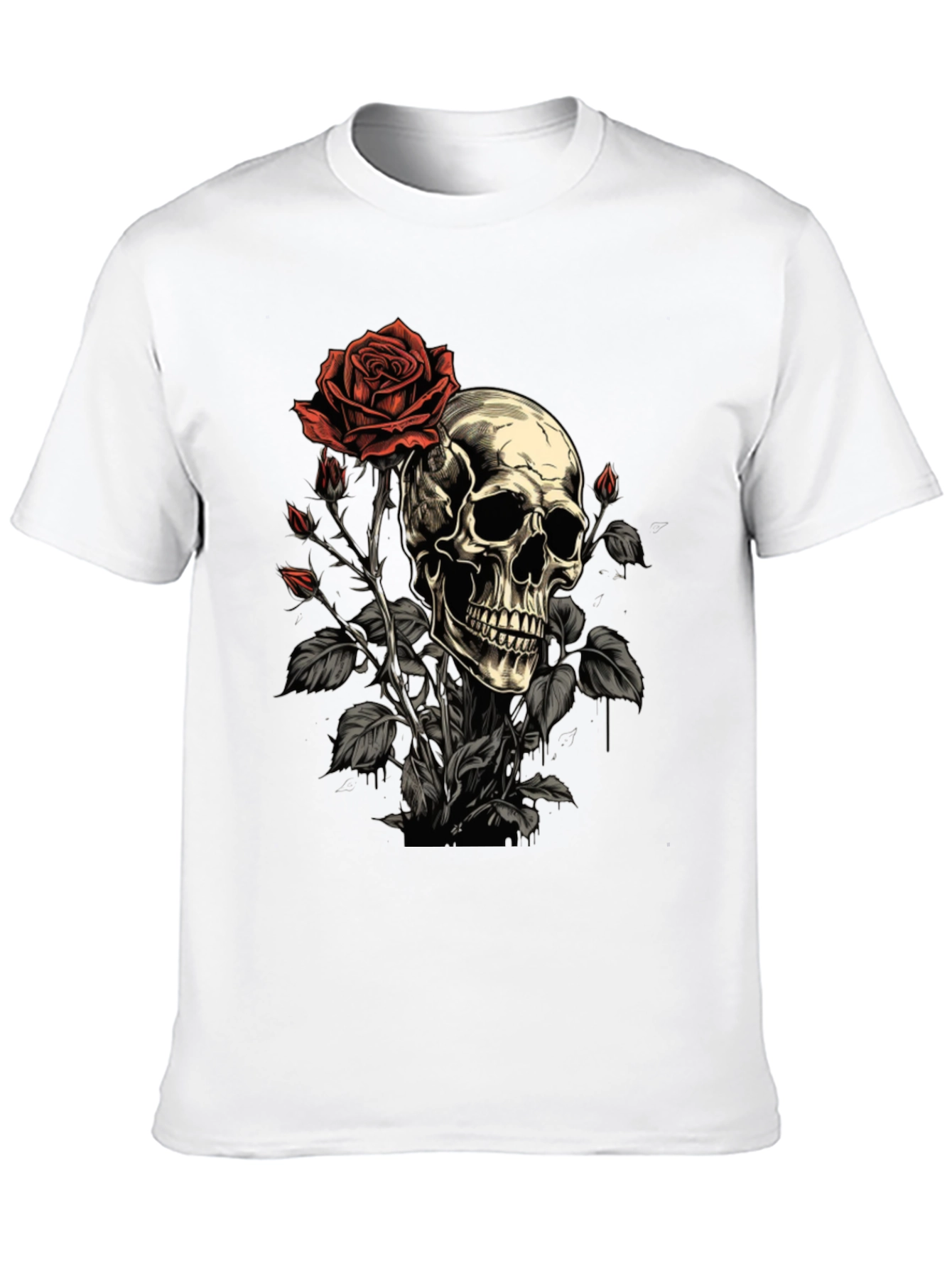 Skull & Rose Graphic Tee - Edgy Style