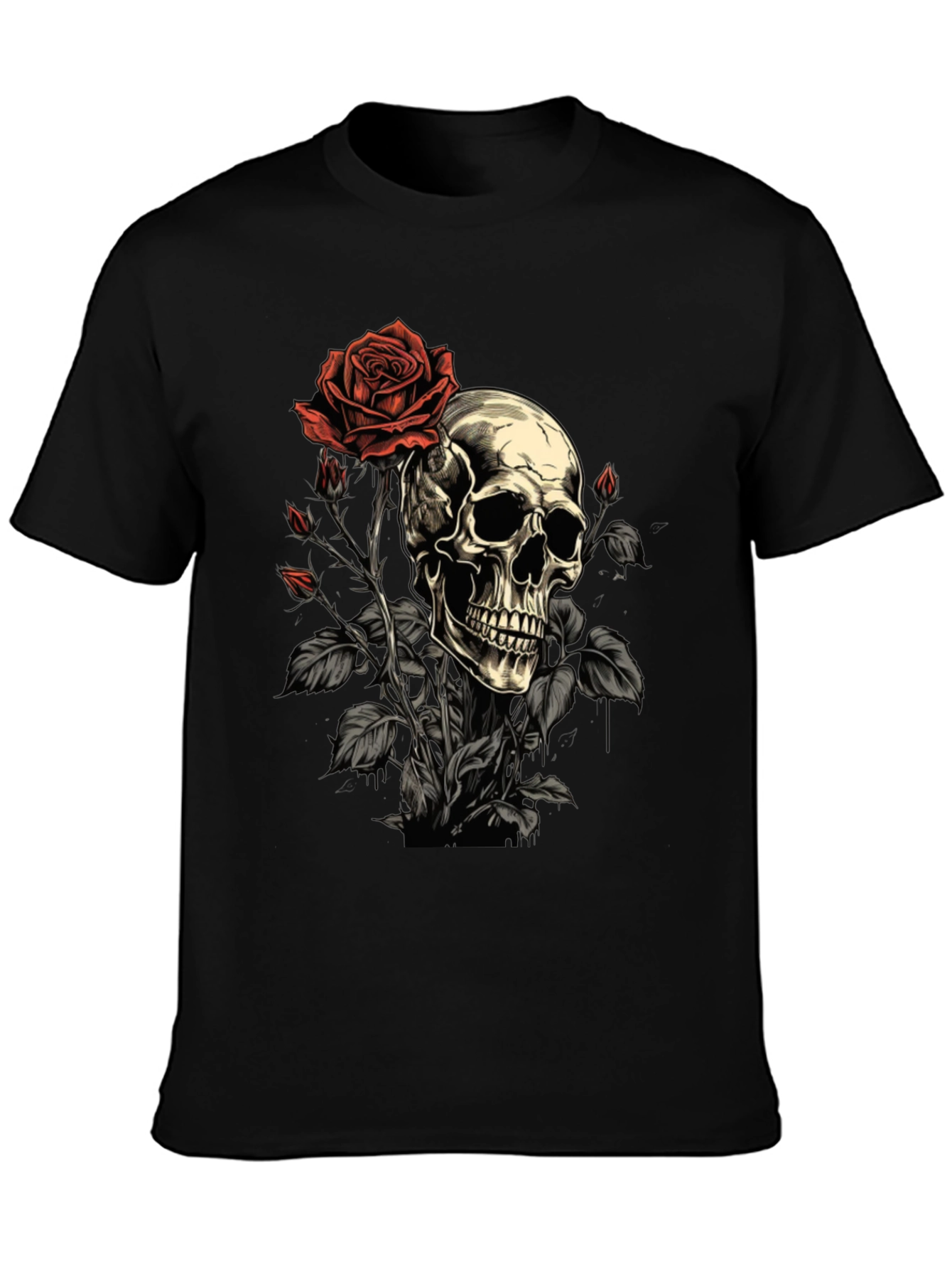Skull & Rose Graphic Tee - Edgy Style