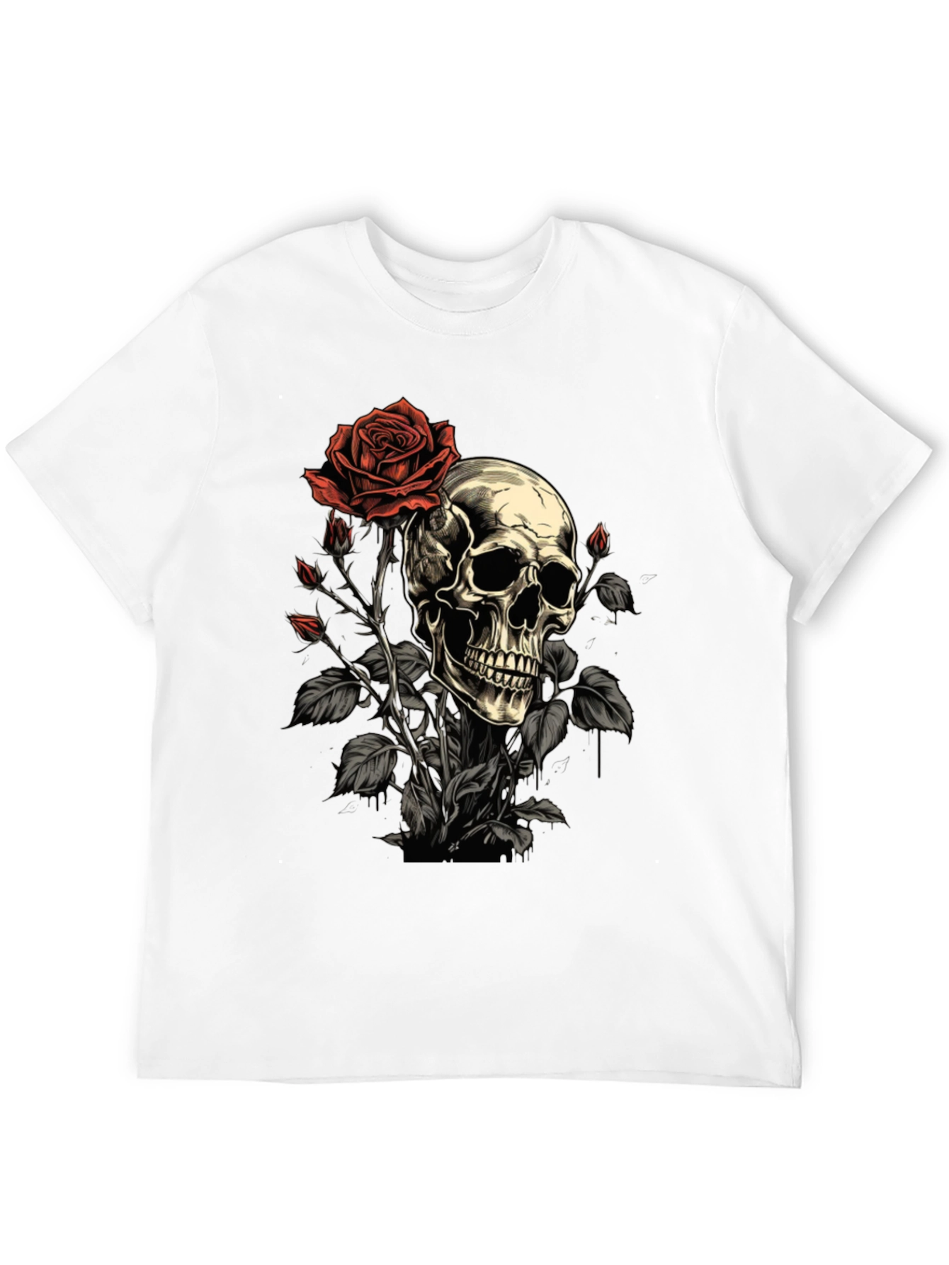 Skull & Rose Graphic Tee - Edgy Style