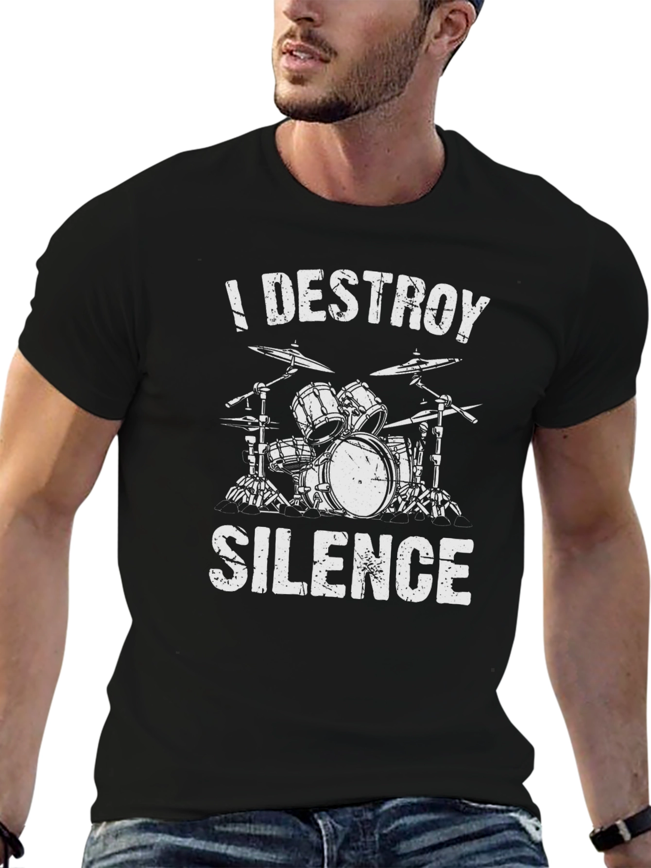 I Destroy Silence Drum Set Graphic T-Shirt