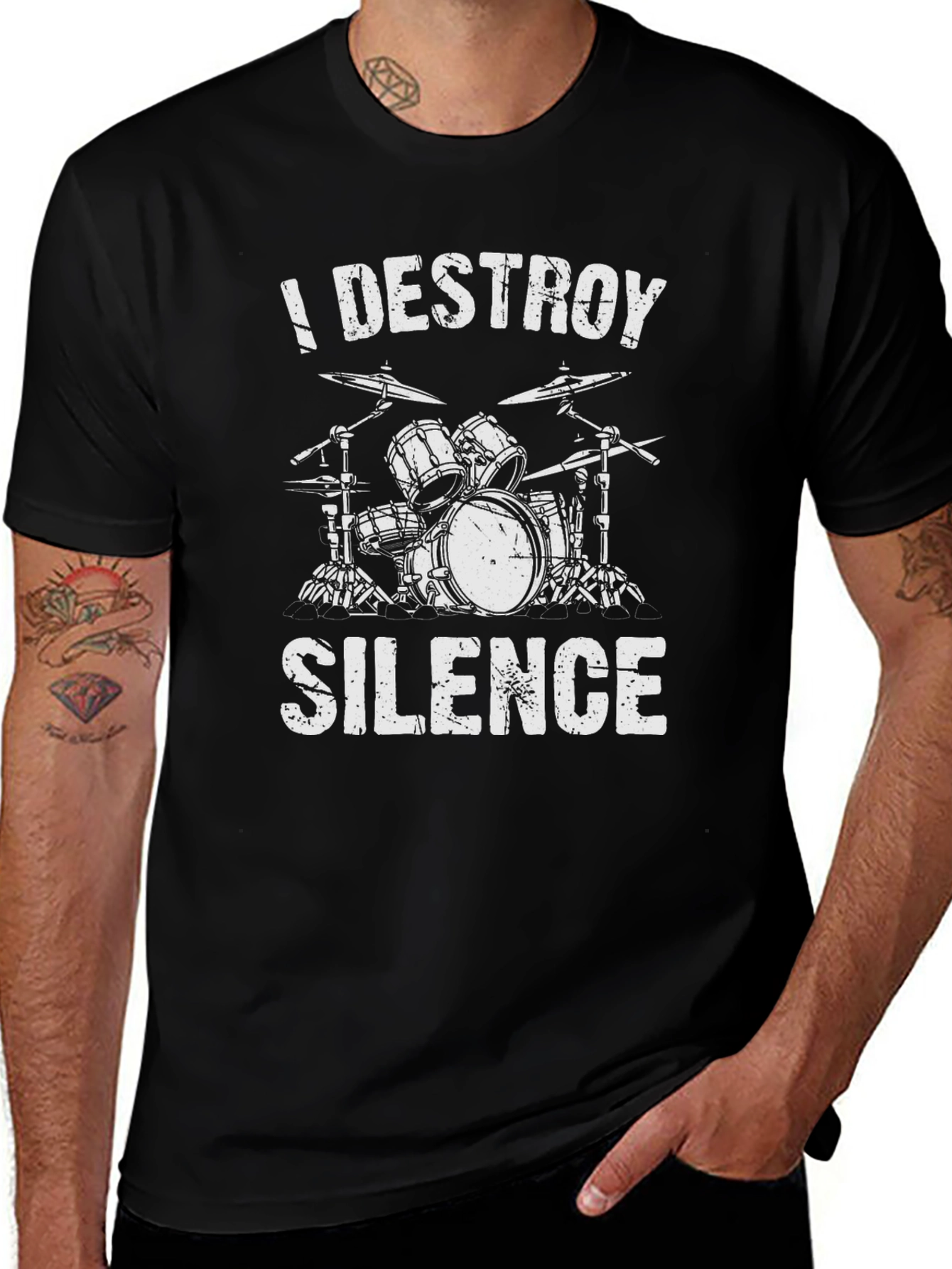 I Destroy Silence Drum Set Graphic T-Shirt
