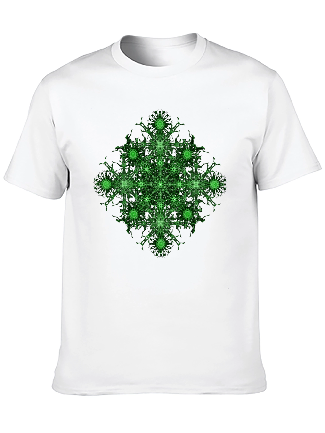 Geometric Green Pattern Black T-Shirt