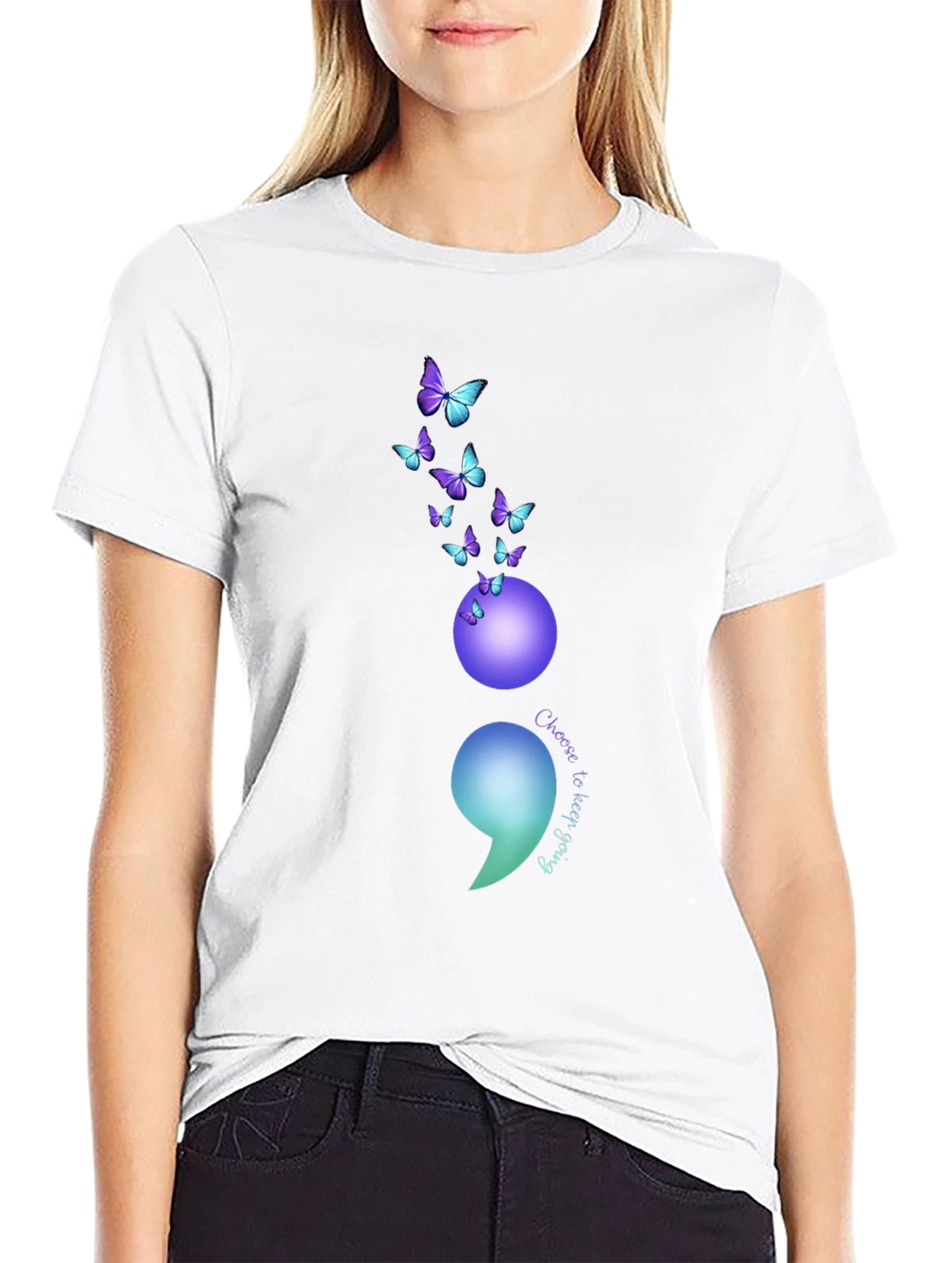 Semicolon Butterfly Graphic Tee