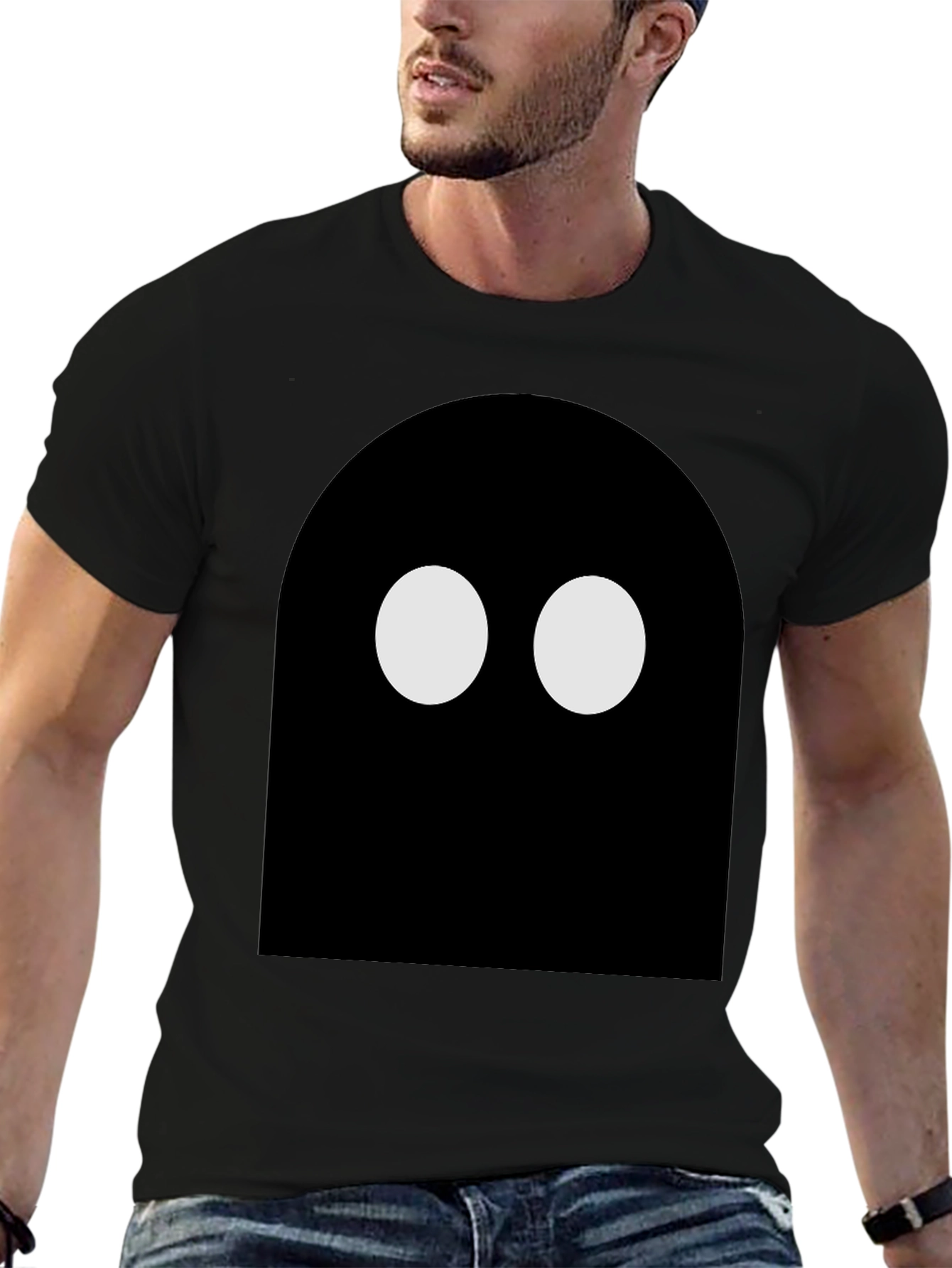 Minimalist Ghost T-Shirt - Black Cotton Tee