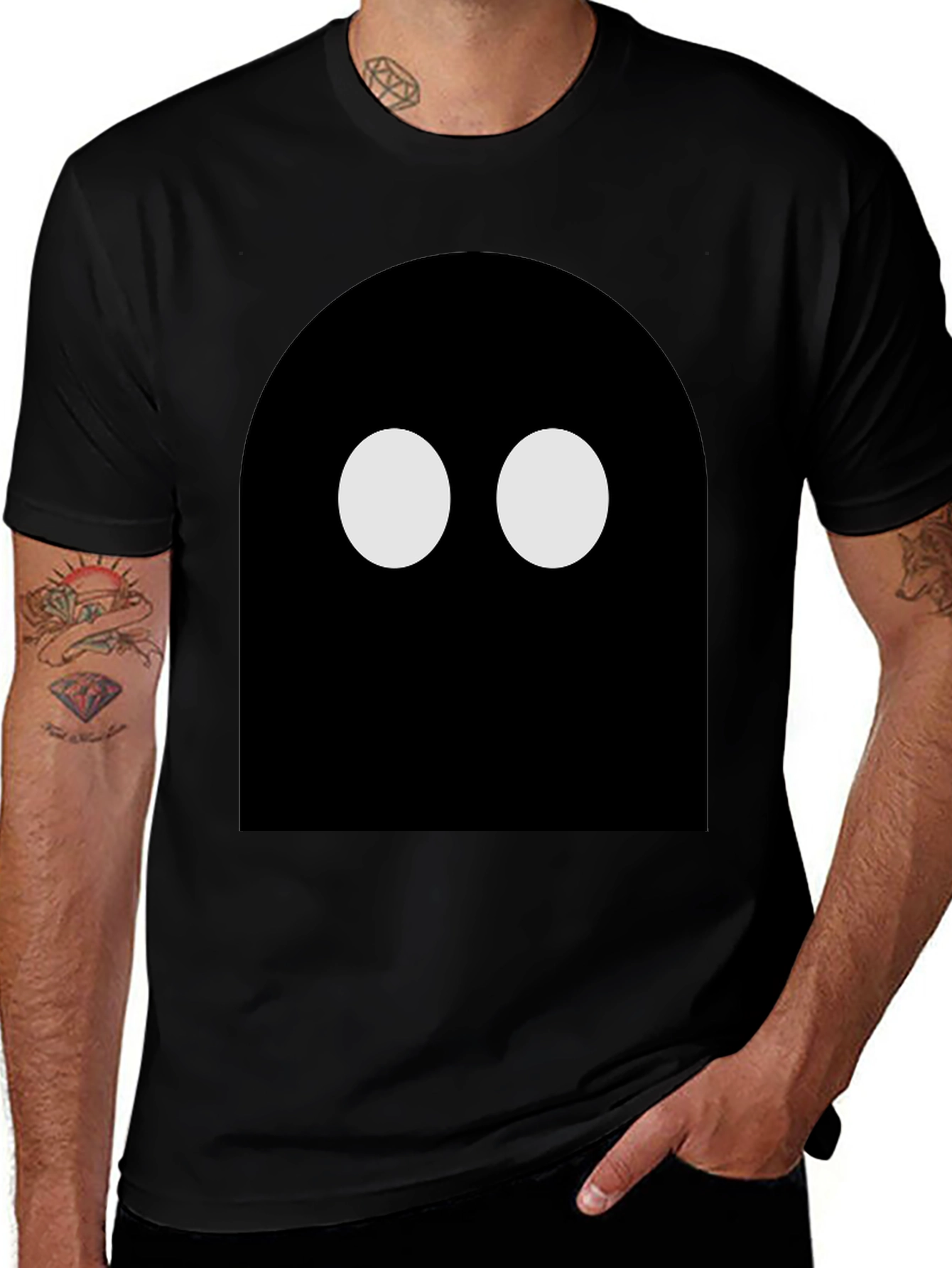 Minimalist Ghost T-Shirt - Black Cotton Tee