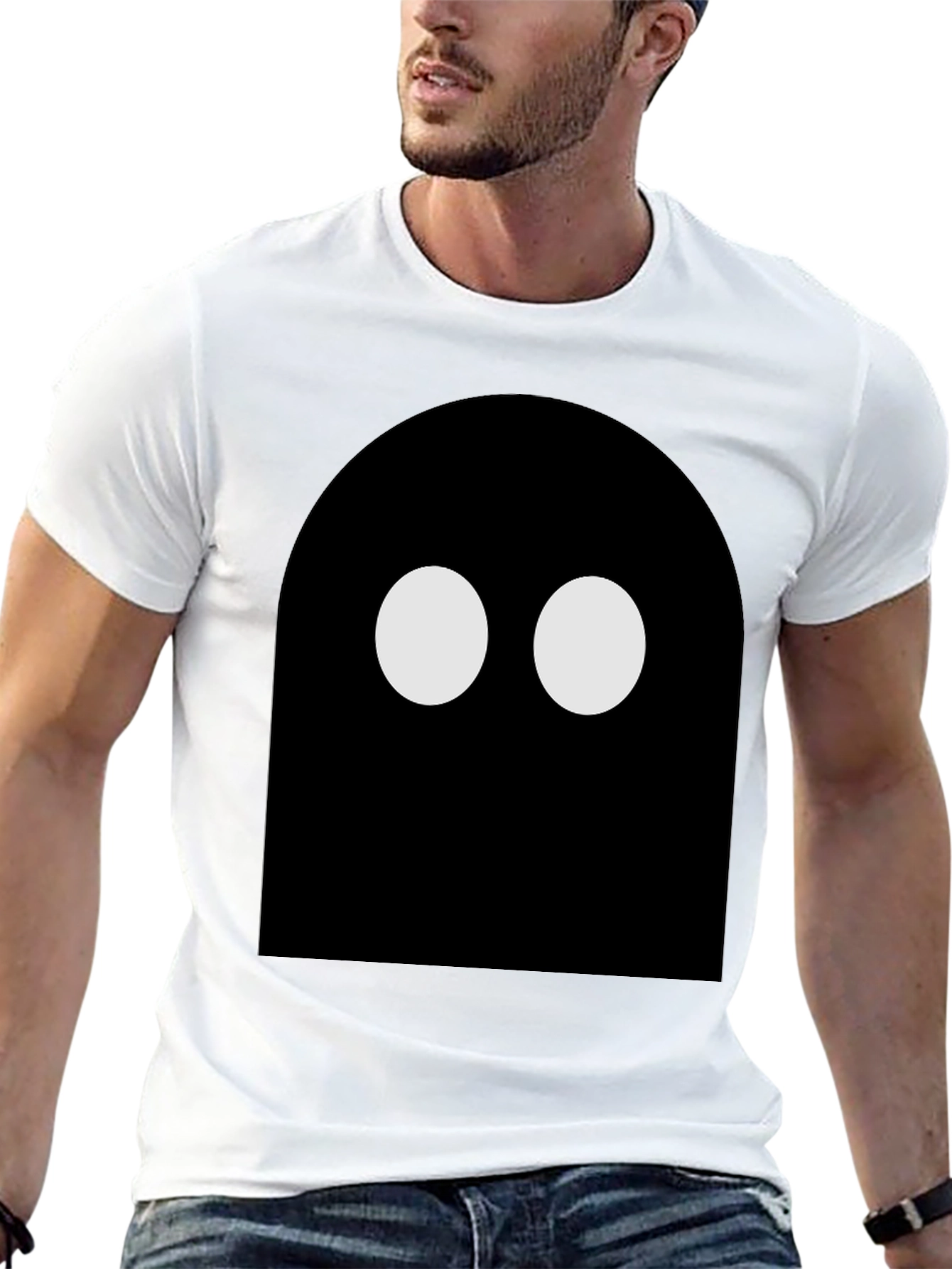 Minimalist Ghost T-Shirt - Black Cotton Tee