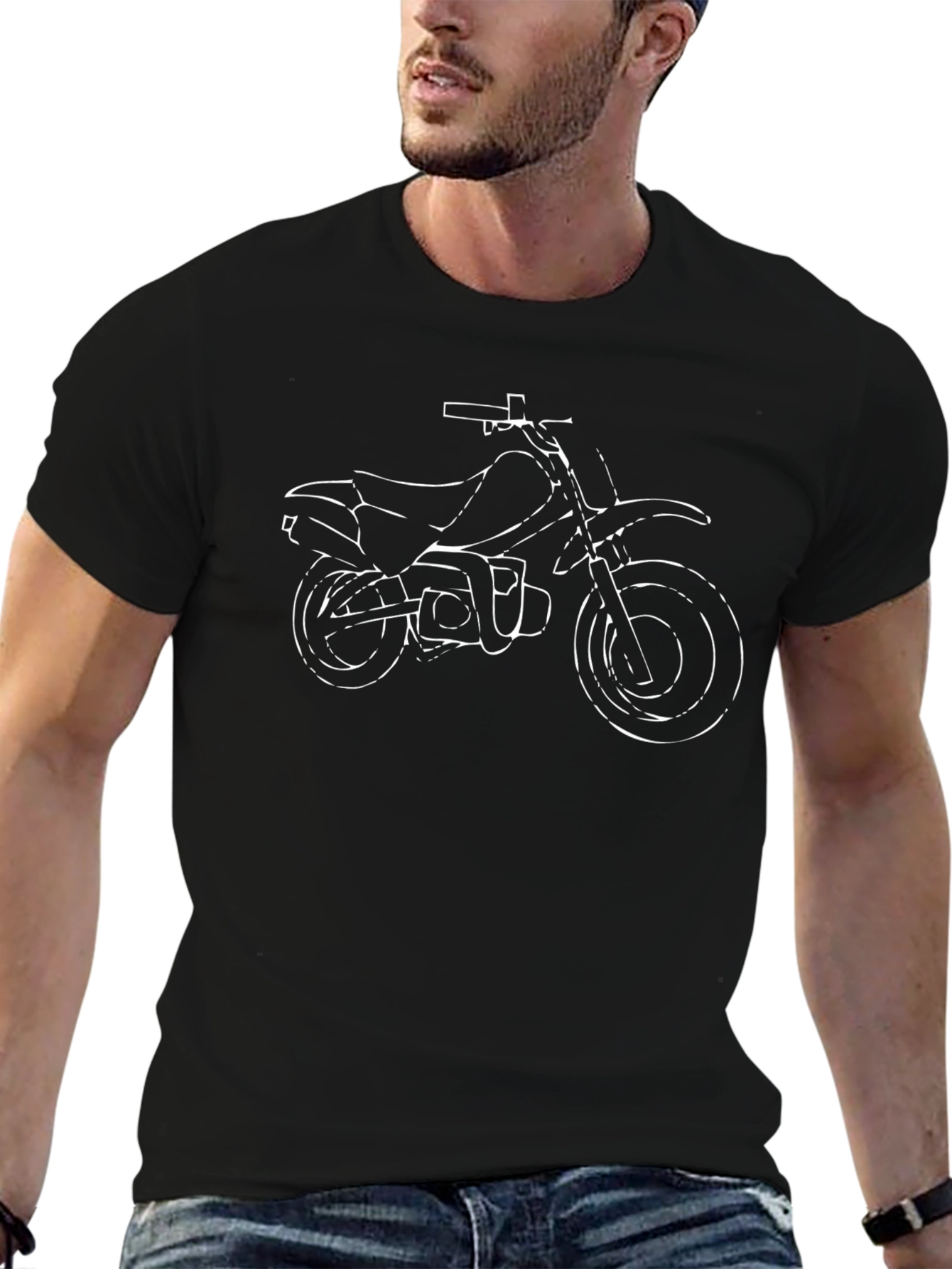 Motorcycle Graphic T-Shirt - Black Cotton Tee