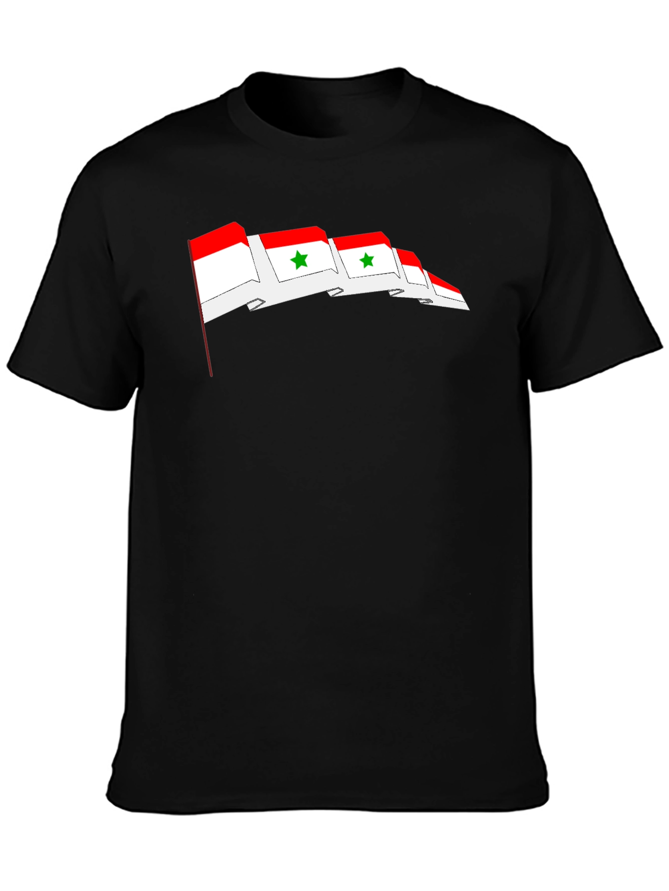Syria Flag Graphic Print T-Shirt - Black