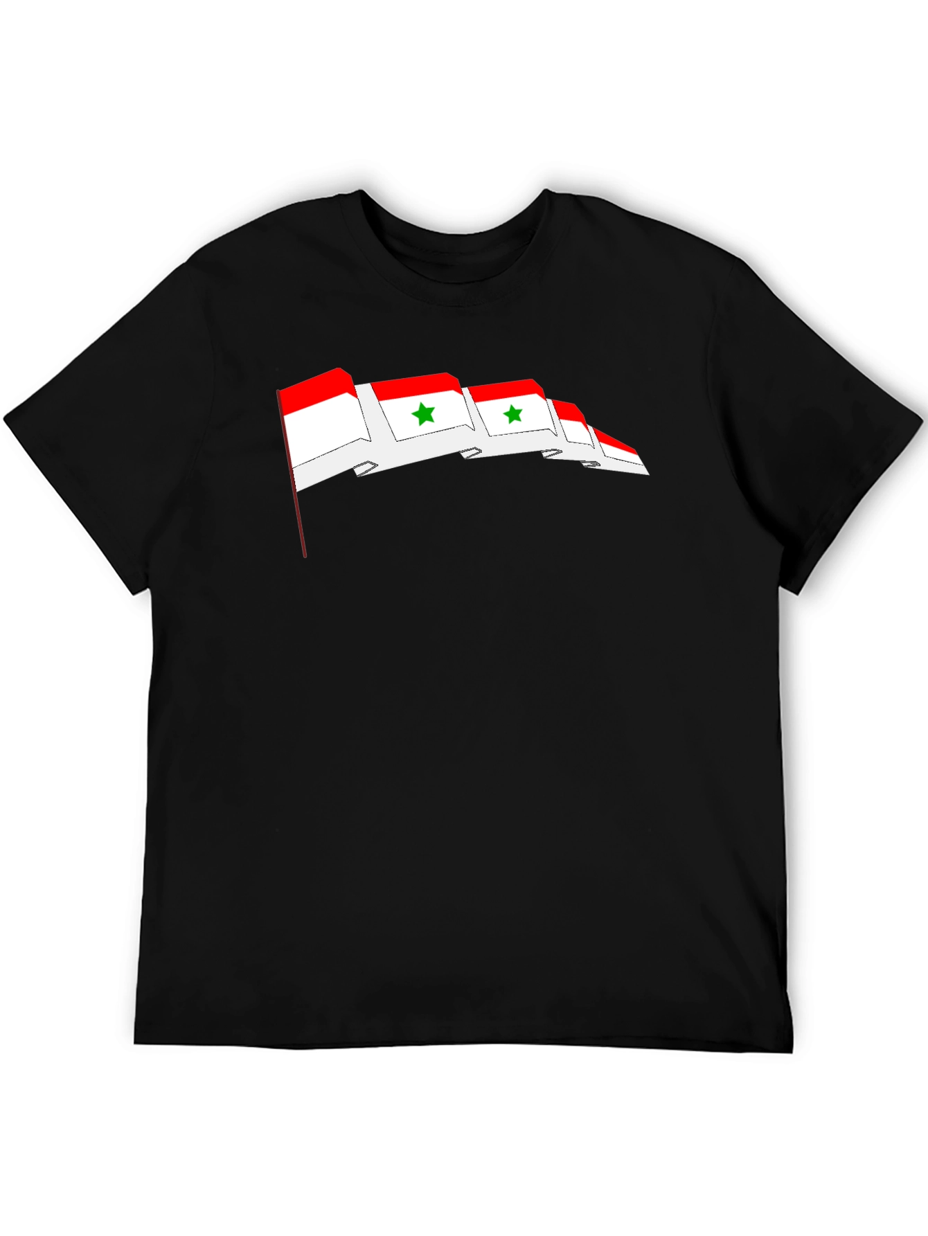 Syria Flag Graphic Print T-Shirt - Black