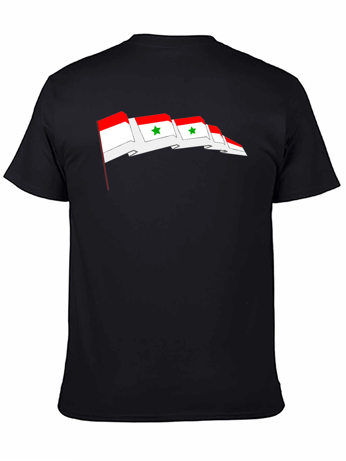 Syria Flag Graphic Print T-Shirt - Black