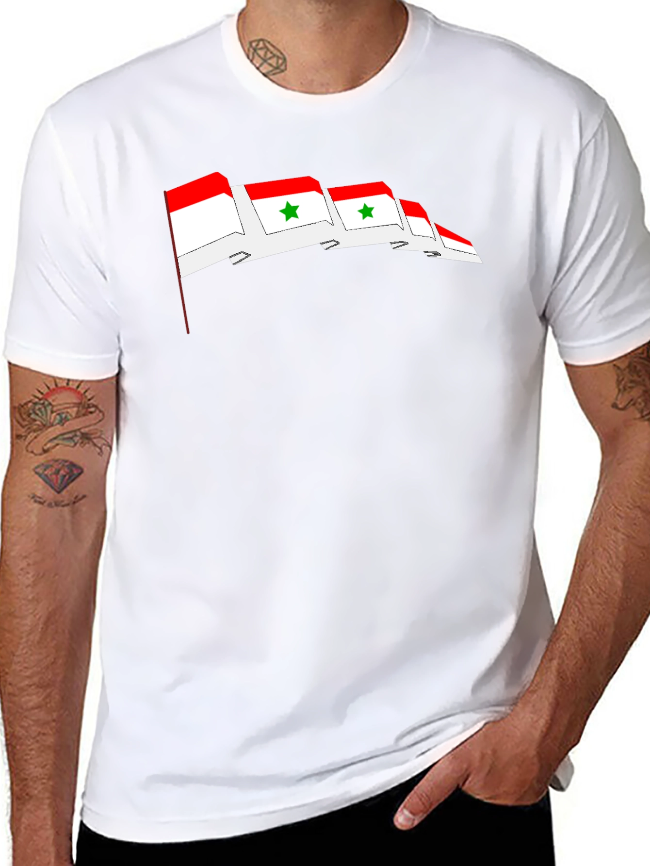 Syria Flag Graphic Print T-Shirt - Black