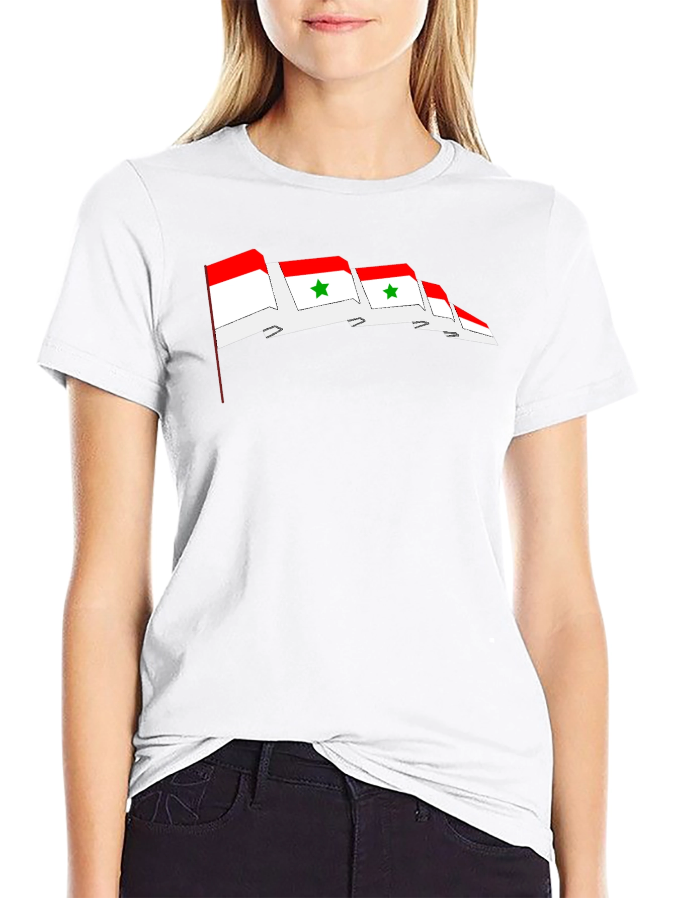 Syria Flag Graphic Print T-Shirt - Black