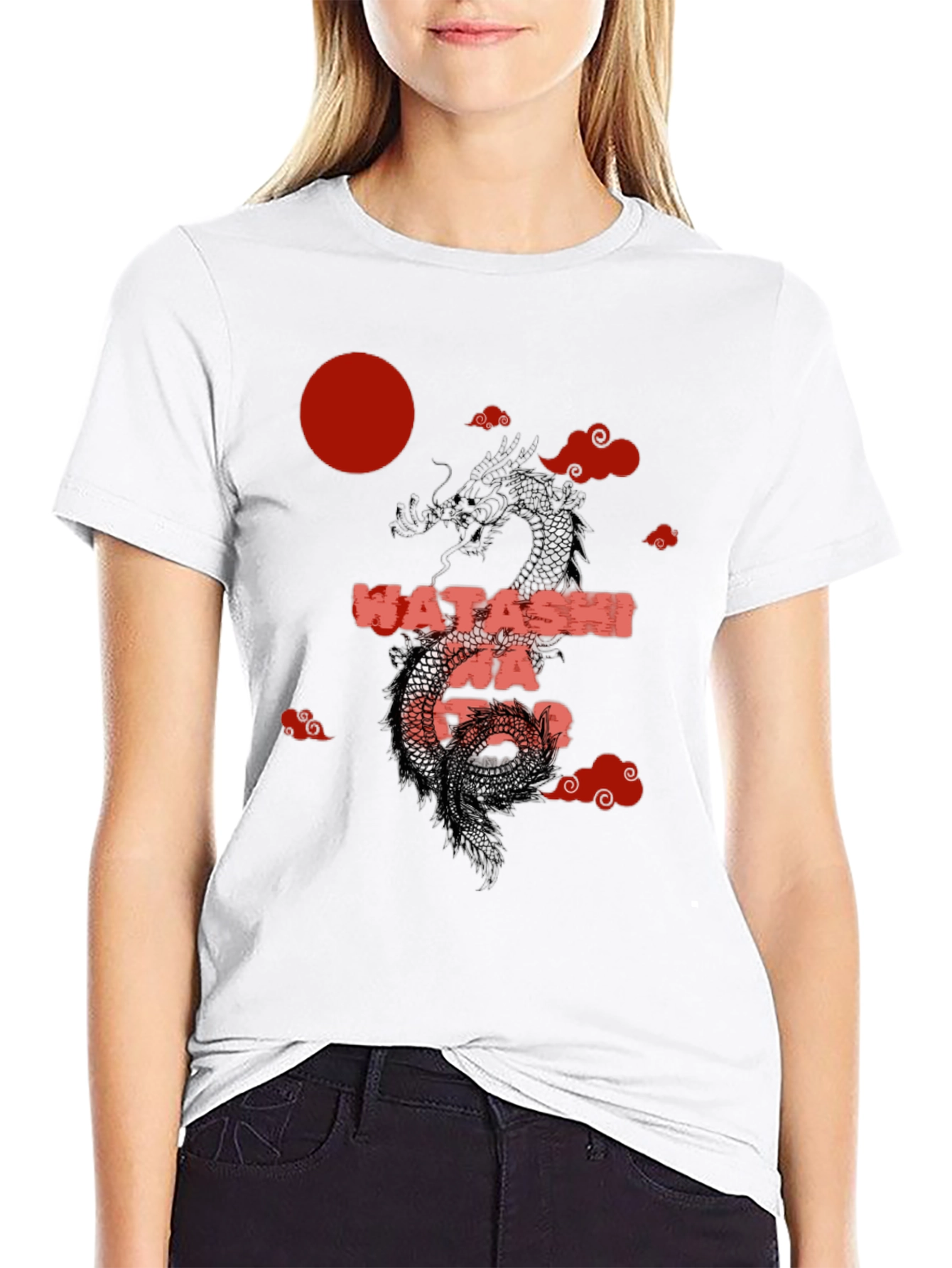 Dragon Japanese Text Graphic T-Shirt