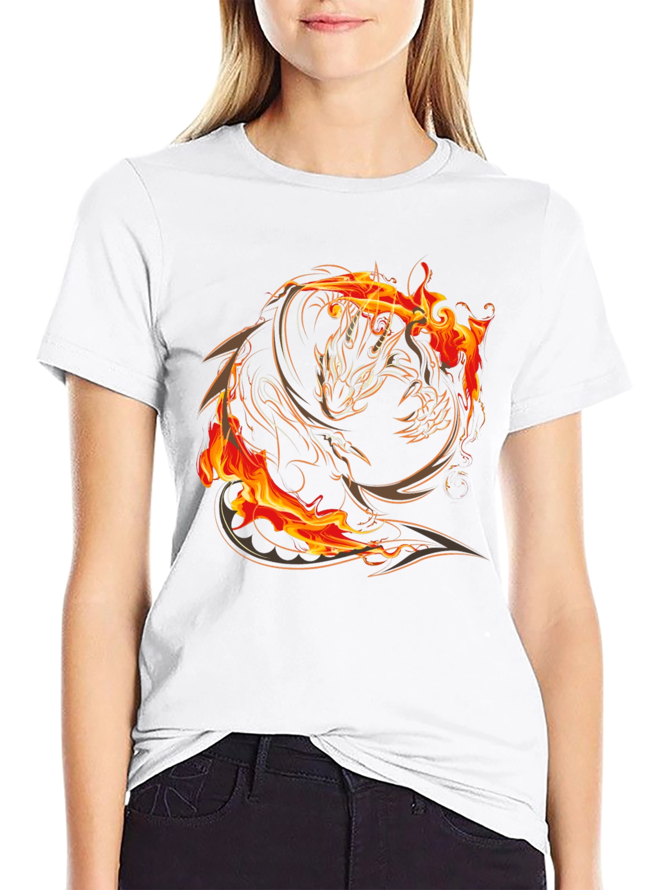 Fiery Dragon Graphic Black T-Shirt