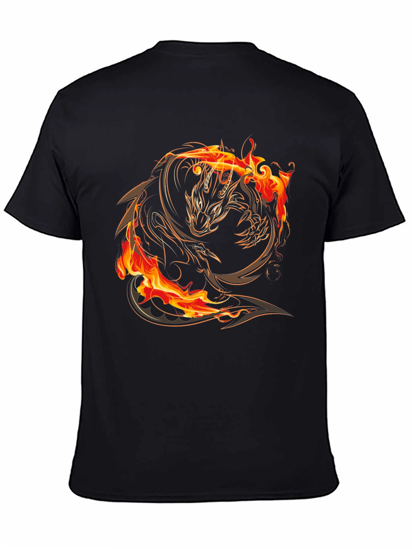 Fiery Dragon Graphic Black T-Shirt