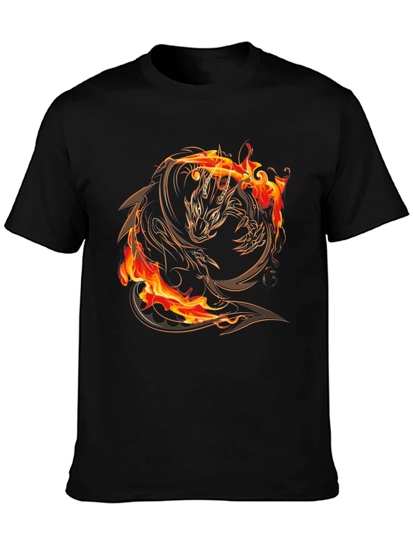 Fiery Dragon Graphic Black T-Shirt