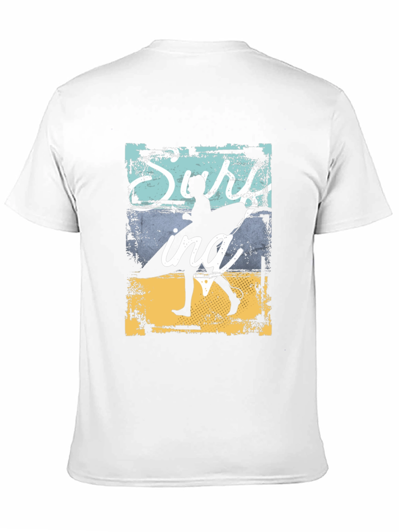 Surfing Silhouette Graphic T-Shirt - Black