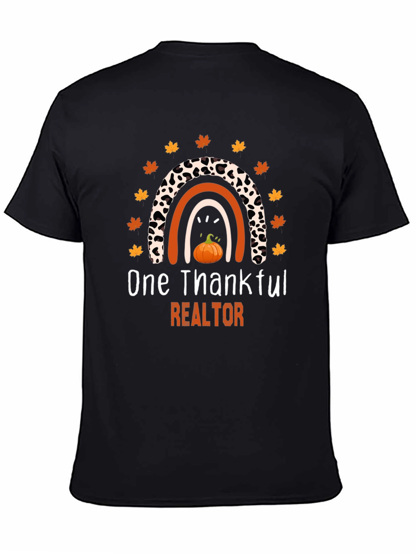 Thankful Realtor T-Shirt - Fall Rainbow Pumpkin Tee