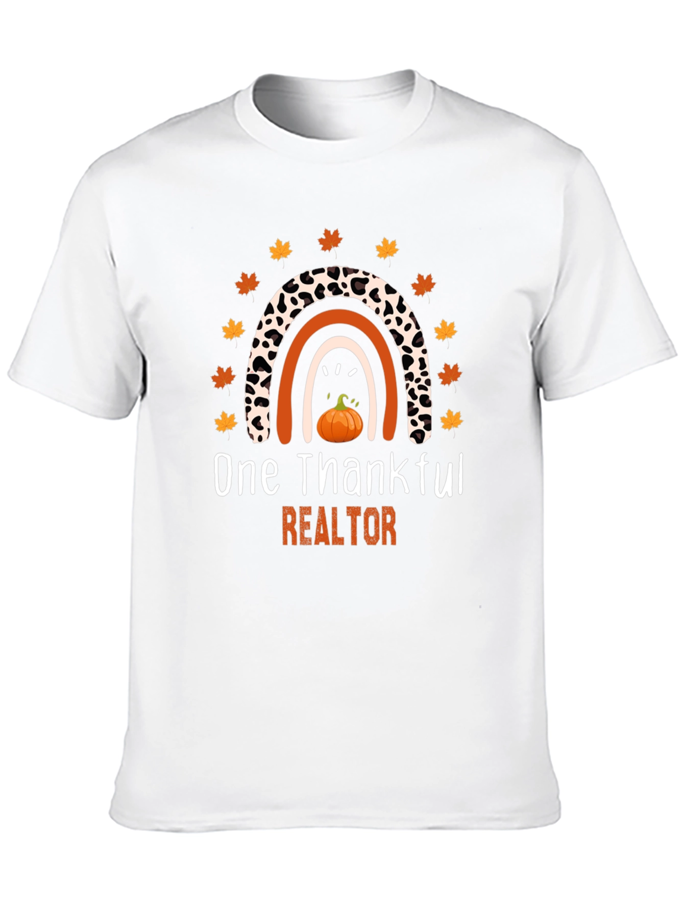 Thankful Realtor T-Shirt - Fall Rainbow Pumpkin Tee