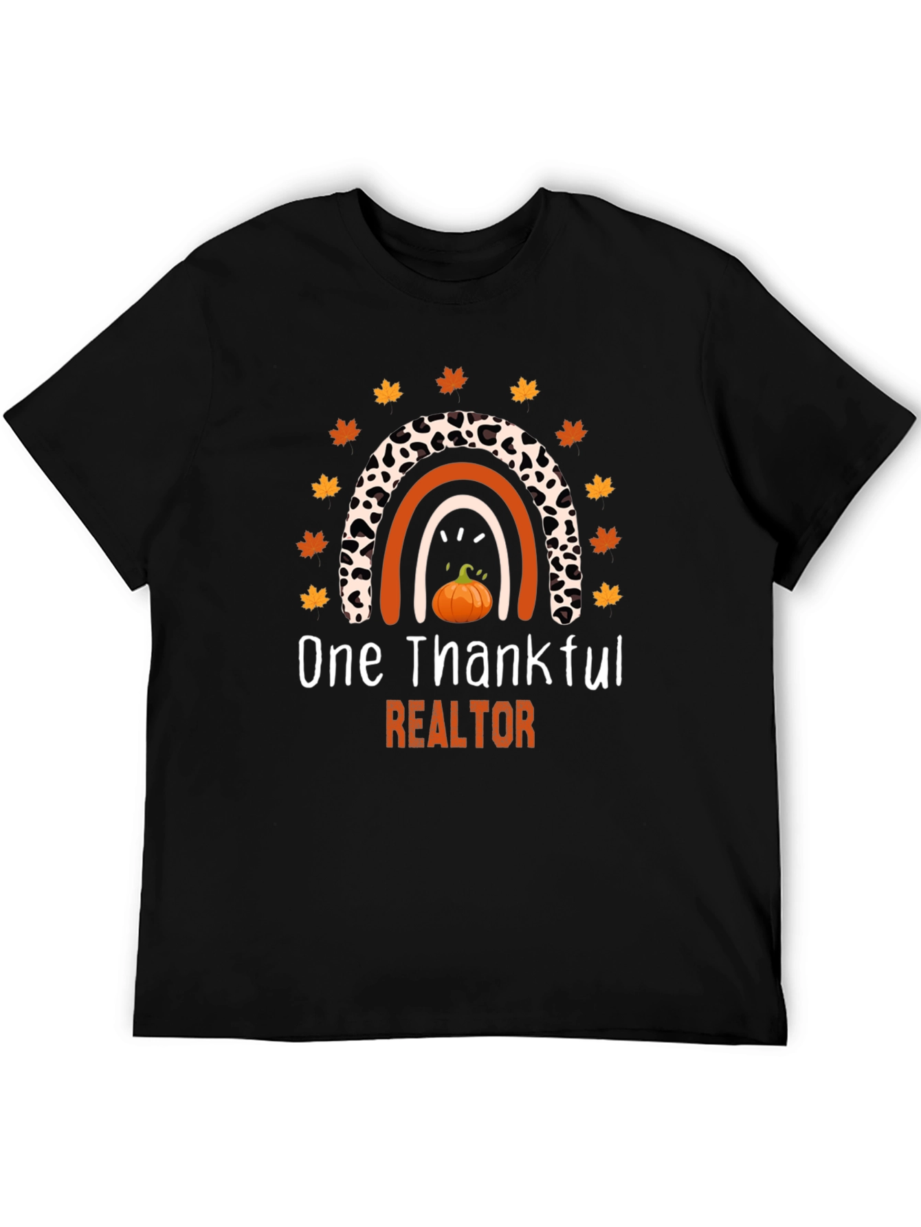 Thankful Realtor T-Shirt - Fall Rainbow Pumpkin Tee