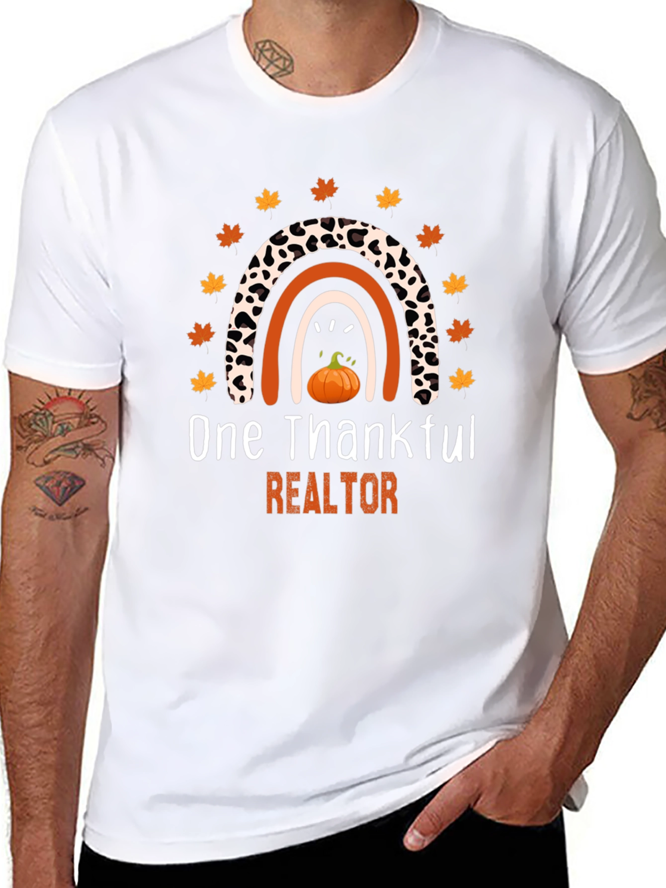 Thankful Realtor T-Shirt - Fall Rainbow Pumpkin Tee