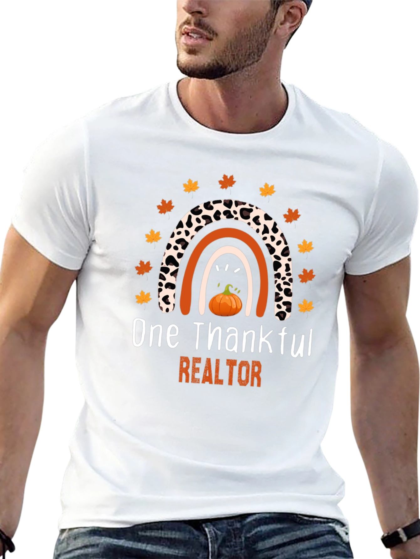 Thankful Realtor T-Shirt - Fall Rainbow Pumpkin Tee