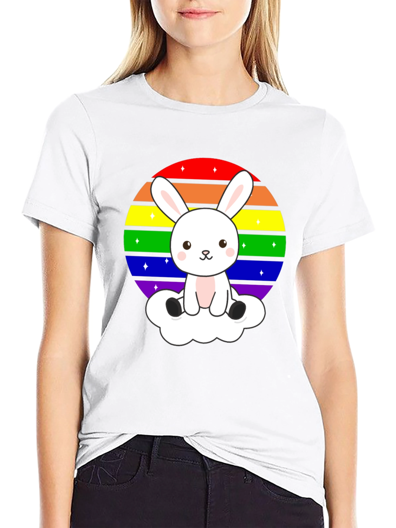 Rainbow Bunny T-Shirt - Cute Kawaii Pride Tee