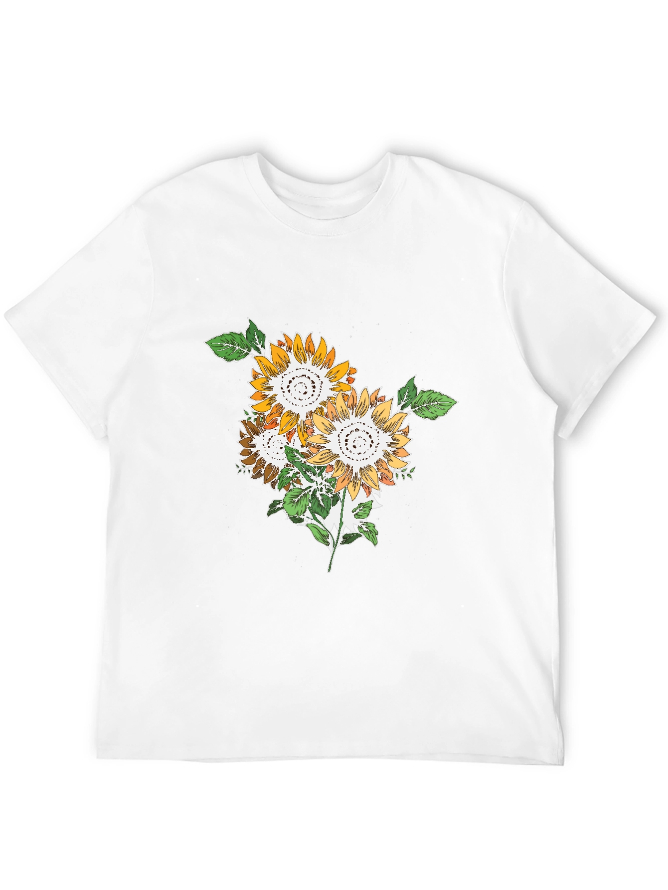Sunflower Graphic Print Mens Black T-Shirt
